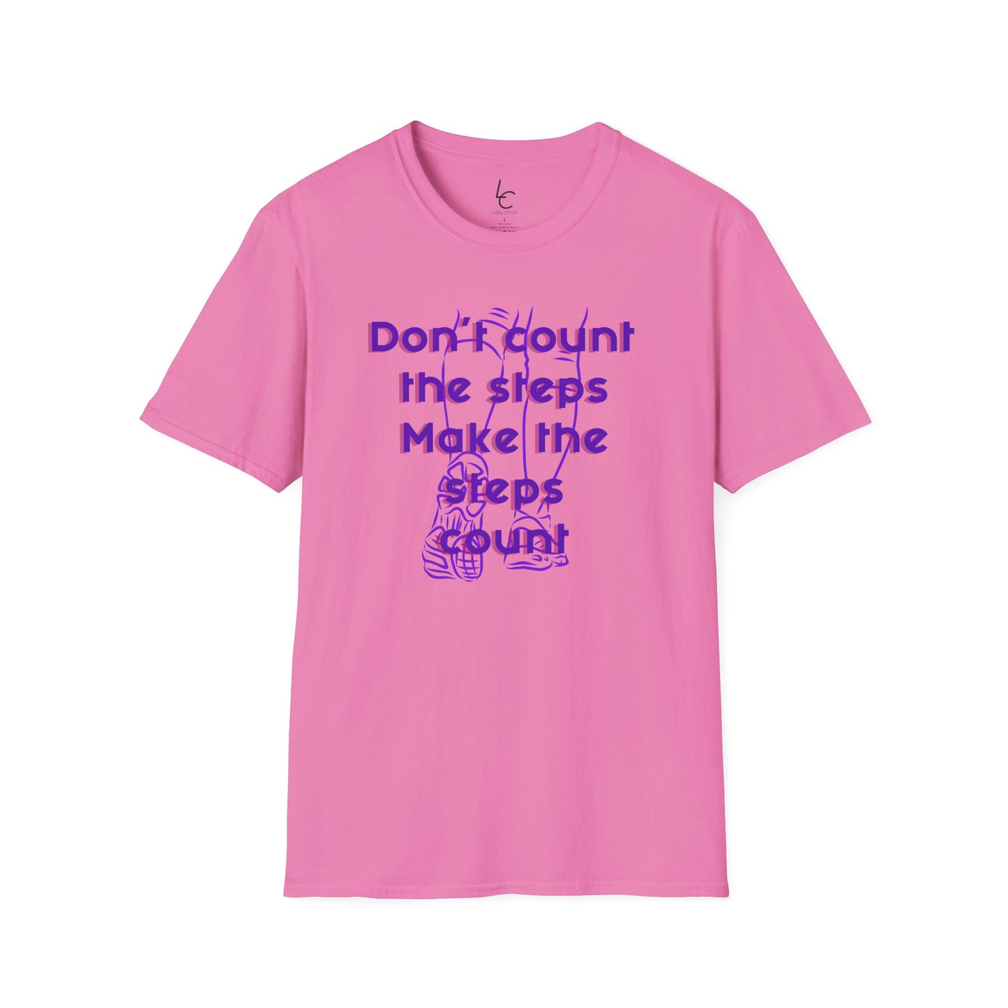 Graphic T-Shirt 'Don't count the steps Make the steps count' in Purple Sneakers