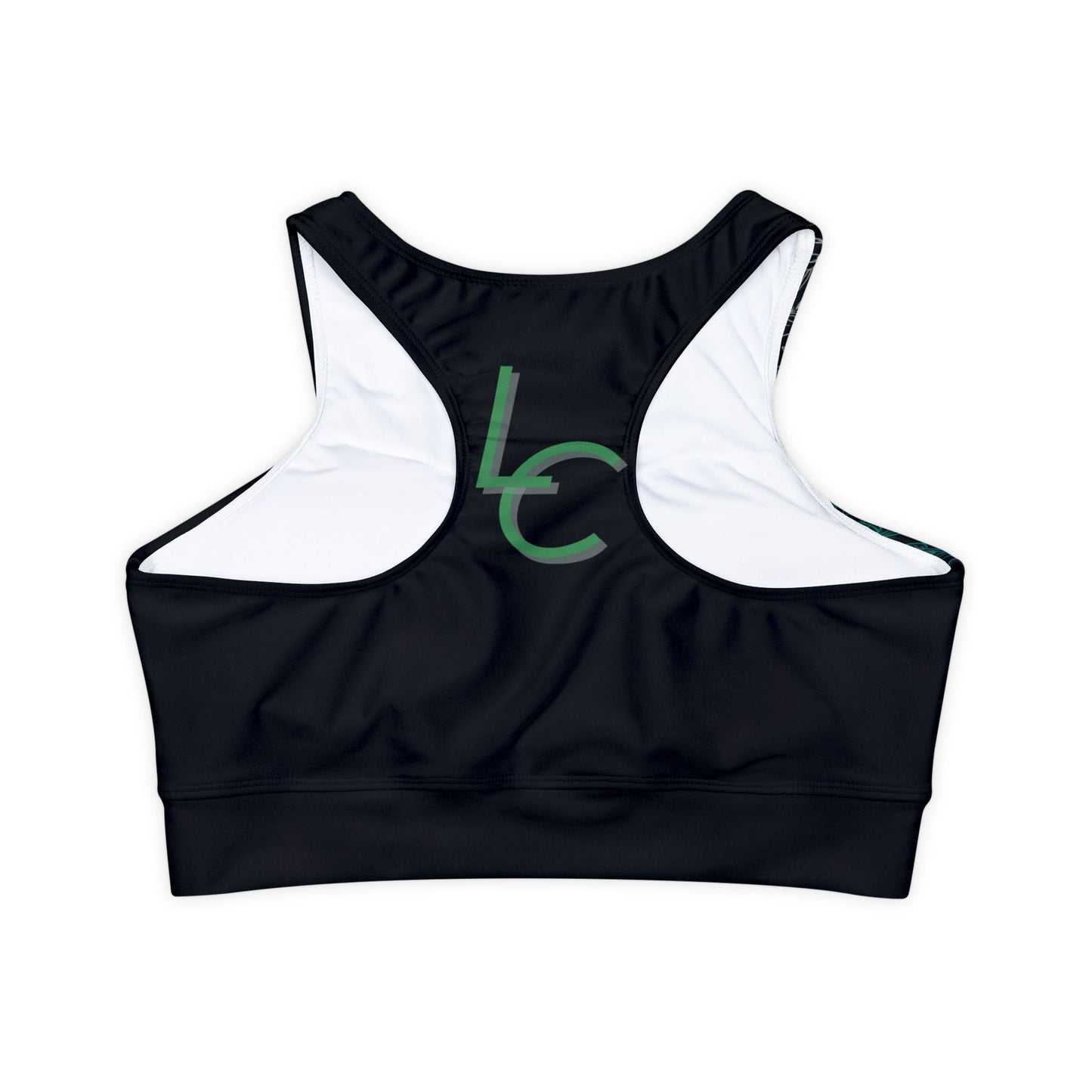 Sports Bra Fully Lined Padded Sports Bra Green Flower/Black