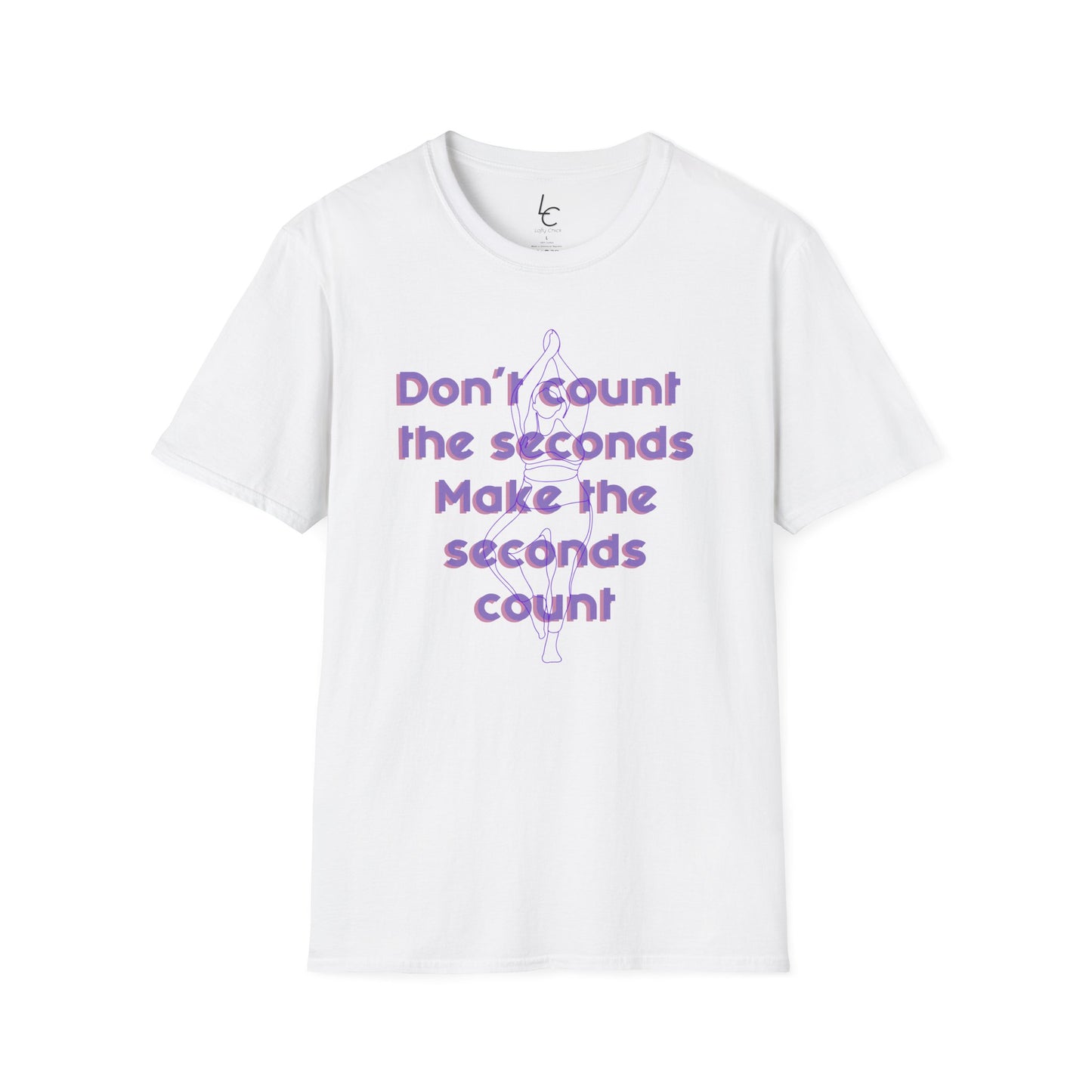 Graphic T-Shirt 'Don't count the seconds Make the seconds count' in Purple Yoga