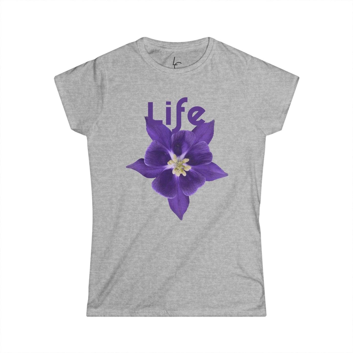Comfort Fit Tee Garden Design Purple Flower Cotton T-shirt Florial Graphic Tee