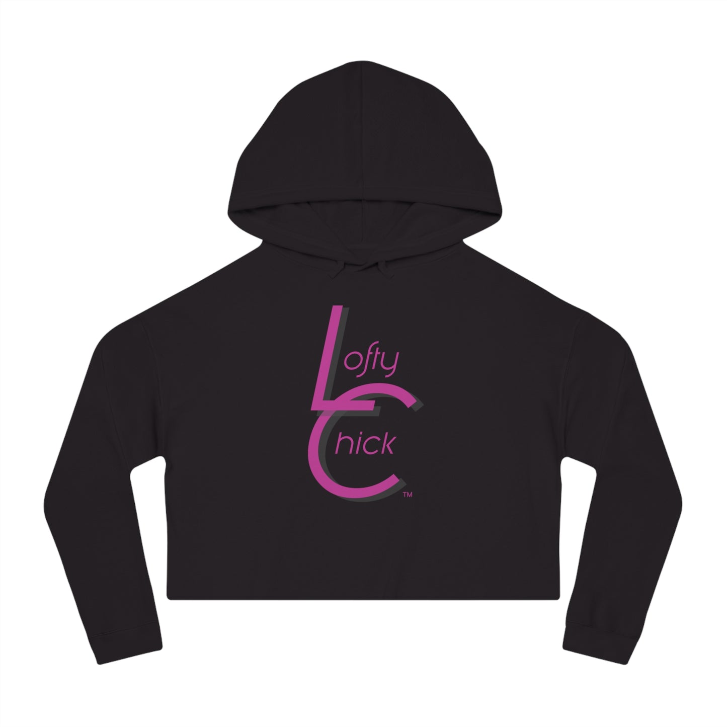 Cropped Hooded Sweatshirt With Lofty Chick Logo on Front Cropped Hoodie Active Wear Pink