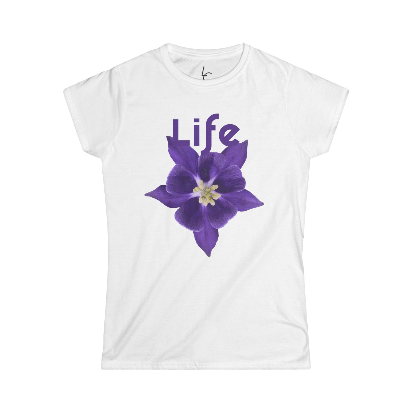 Comfort Fit Tee Garden Design Purple Flower Cotton T-shirt Florial Graphic Tee