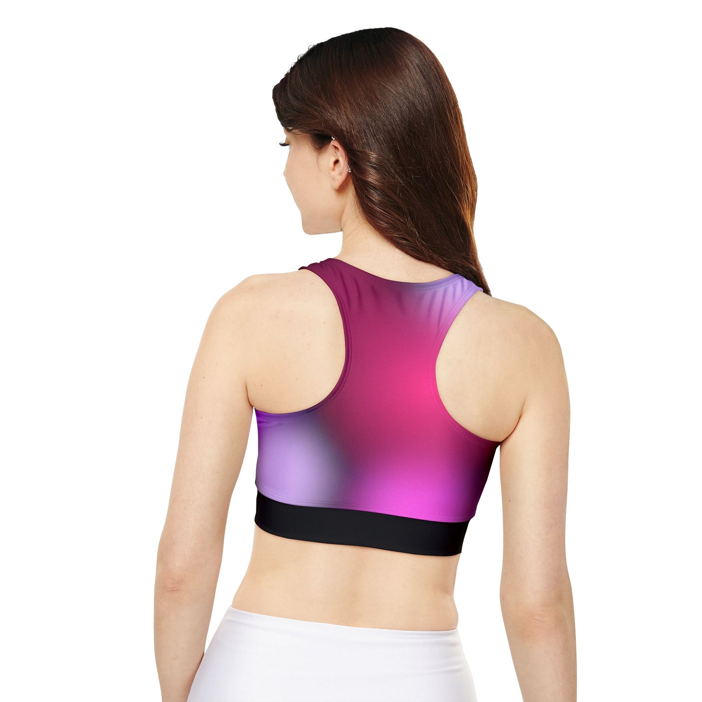 Sports Bra Fully Lined Padded Sports Bra Support Bra Purple Geo Pop/Black