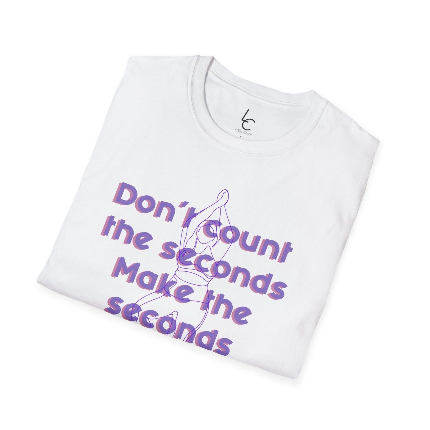 Graphic T-Shirt 'Don't count the seconds Make the seconds count' in Purple Yoga