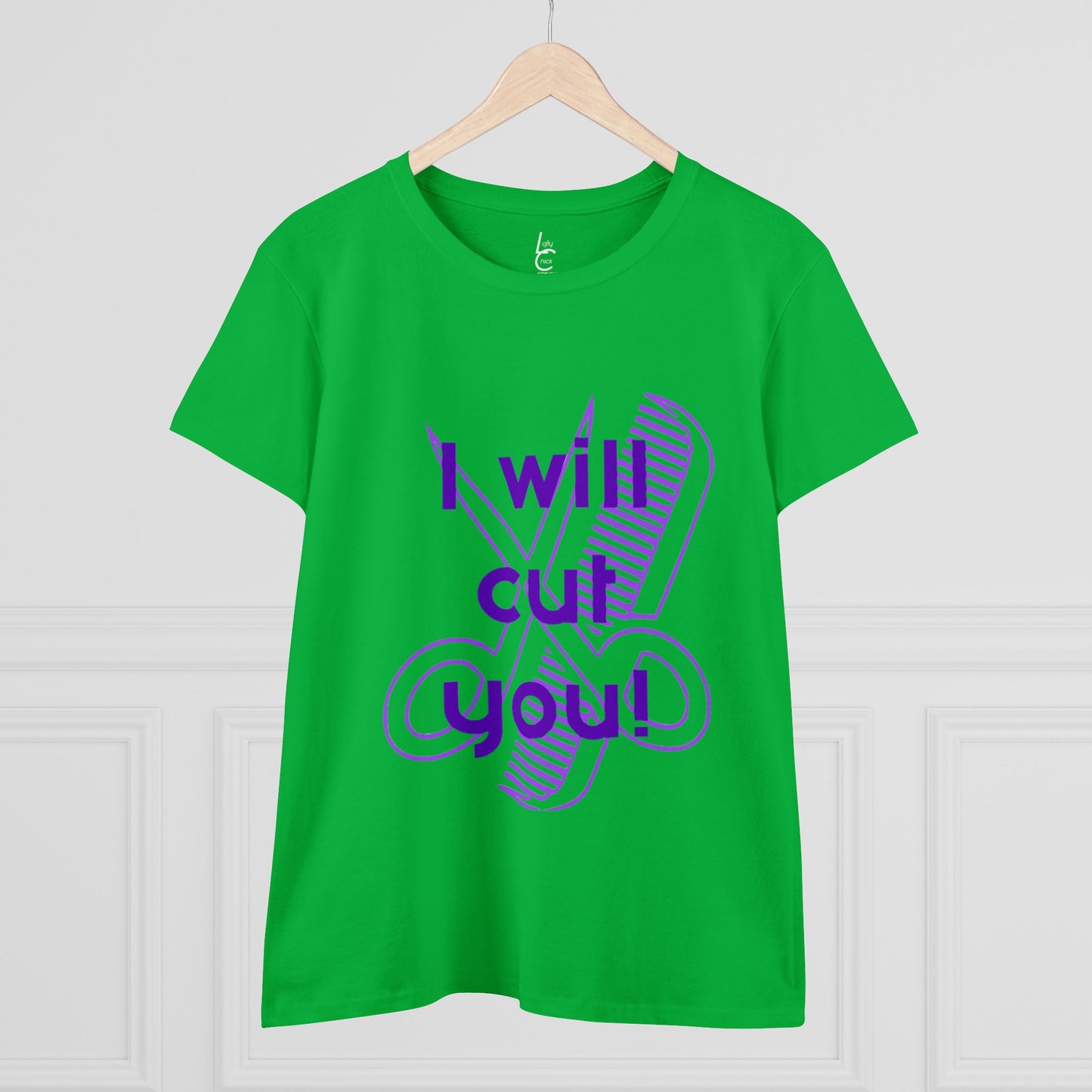Comfy Cotton Graphic Tee for Hairstylist I Will Cut You Cotton Tee PurpleText Tee Shirt Cotton Tee T-shirt for Woman