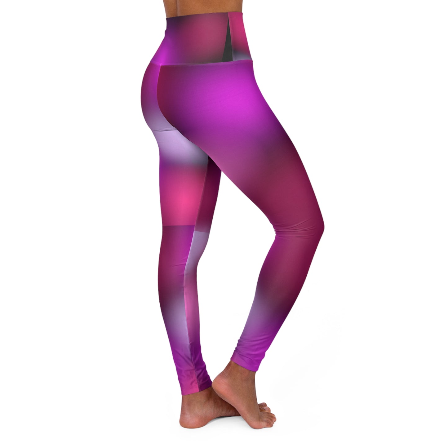 High Waisted Workout Leggings for Woman Pink/Purple Geo on Blk
