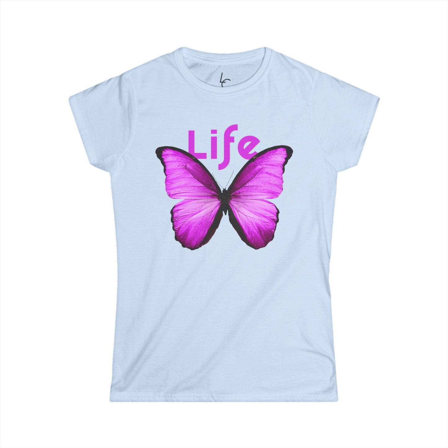 Comfort Fit Tee Garden Design Purple Butterfly Cotton Tee Fitted T-shirt Soft Tee Woman's T-shirt