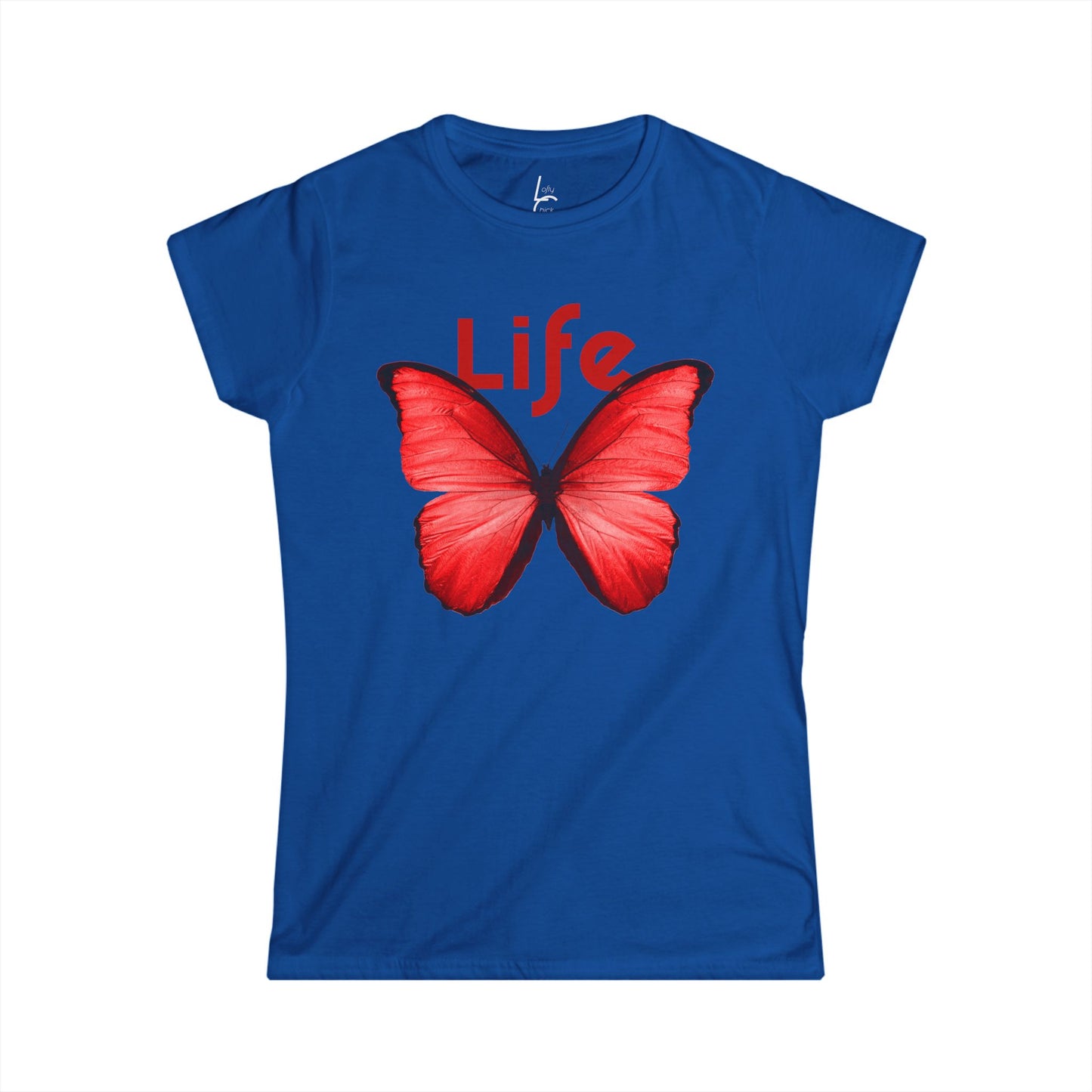 Comfort Fit Tee Garden Design Red Butterfly Cotton Tee Fitted T-shirt Soft Tee Woman's T-shirt