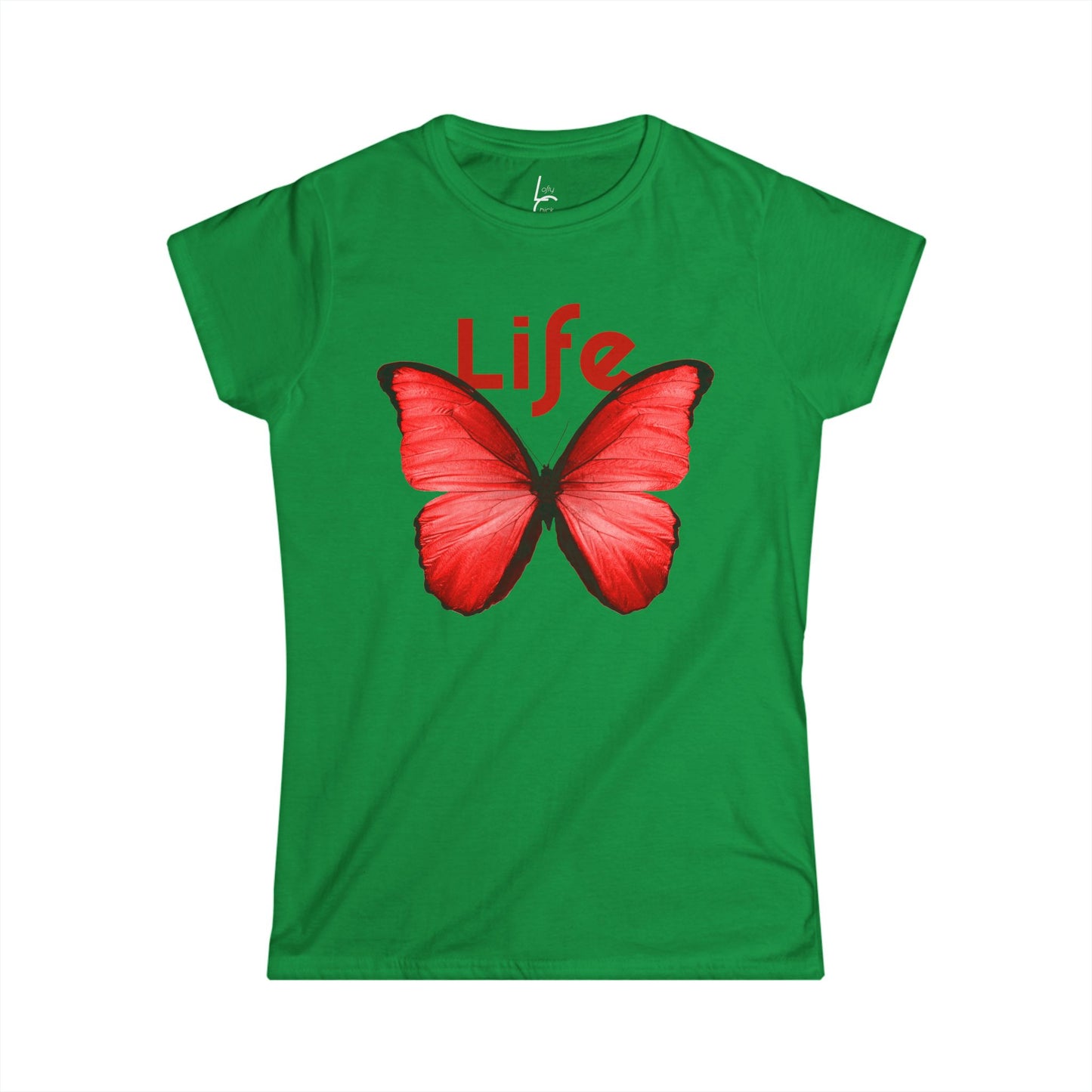 Comfort Fit Tee Garden Design Red Butterfly Cotton Tee Fitted T-shirt Soft Tee Woman's T-shirt