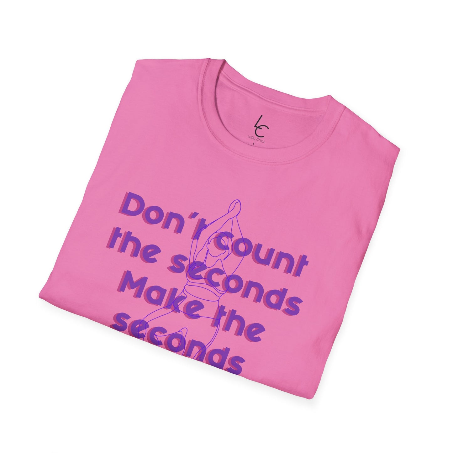 Graphic T-Shirt 'Don't count the seconds Make the seconds count' in Purple Yoga