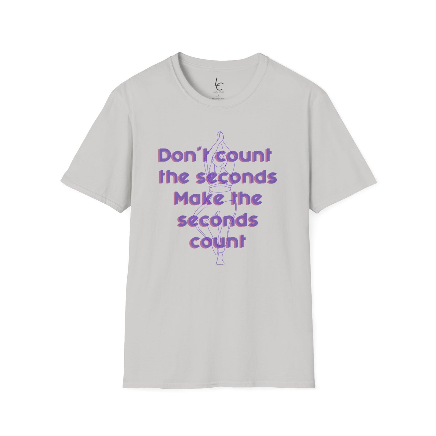 Graphic T-Shirt 'Don't count the seconds Make the seconds count' in Purple Yoga