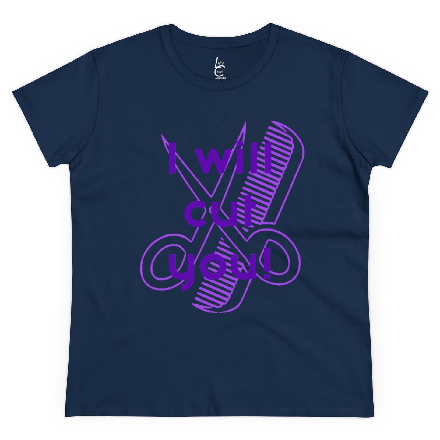 Comfy Cotton Graphic Tee For Hairstylist I Will Cut You Cotton Tee PurpleText Tee Shirt Cotton Tee Cotton T-shirt