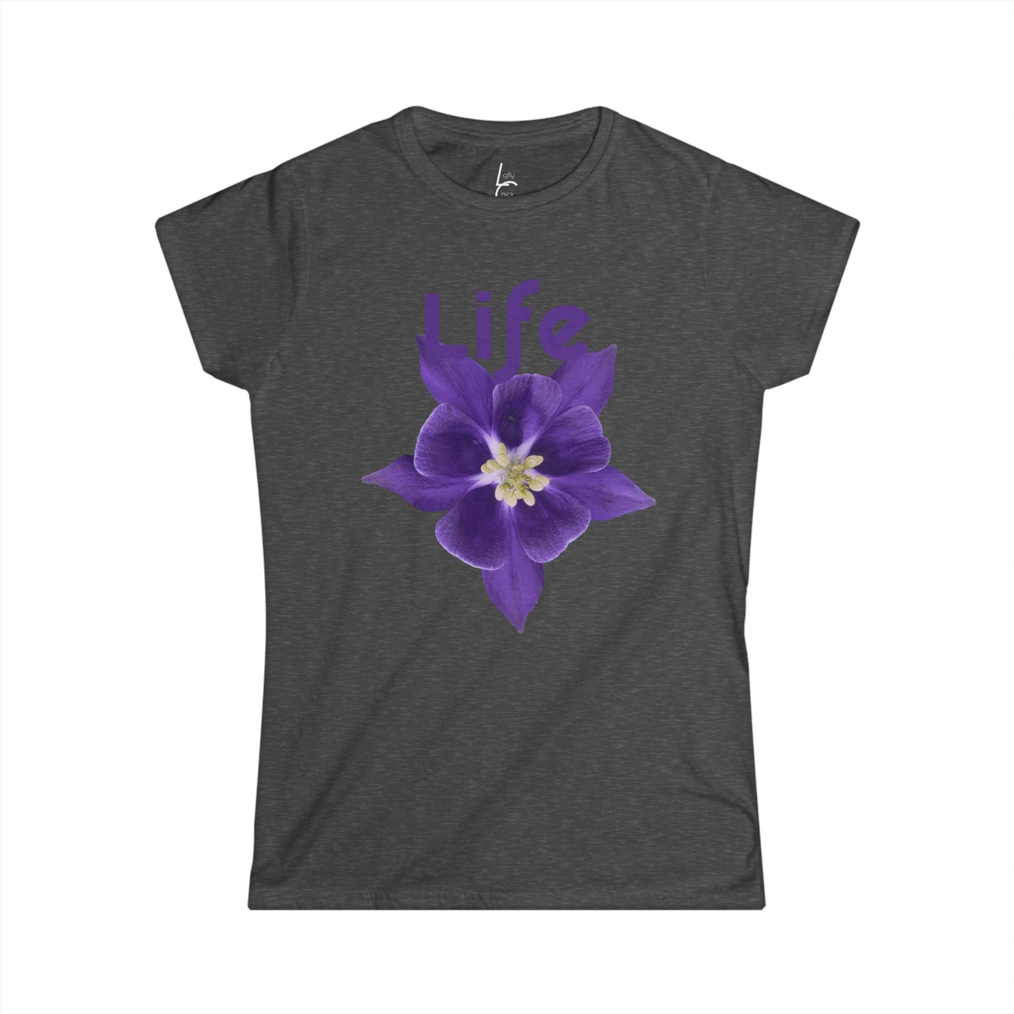 Comfort Fit Tee Garden Design Purple Flower Cotton T-shirt Florial Graphic Tee