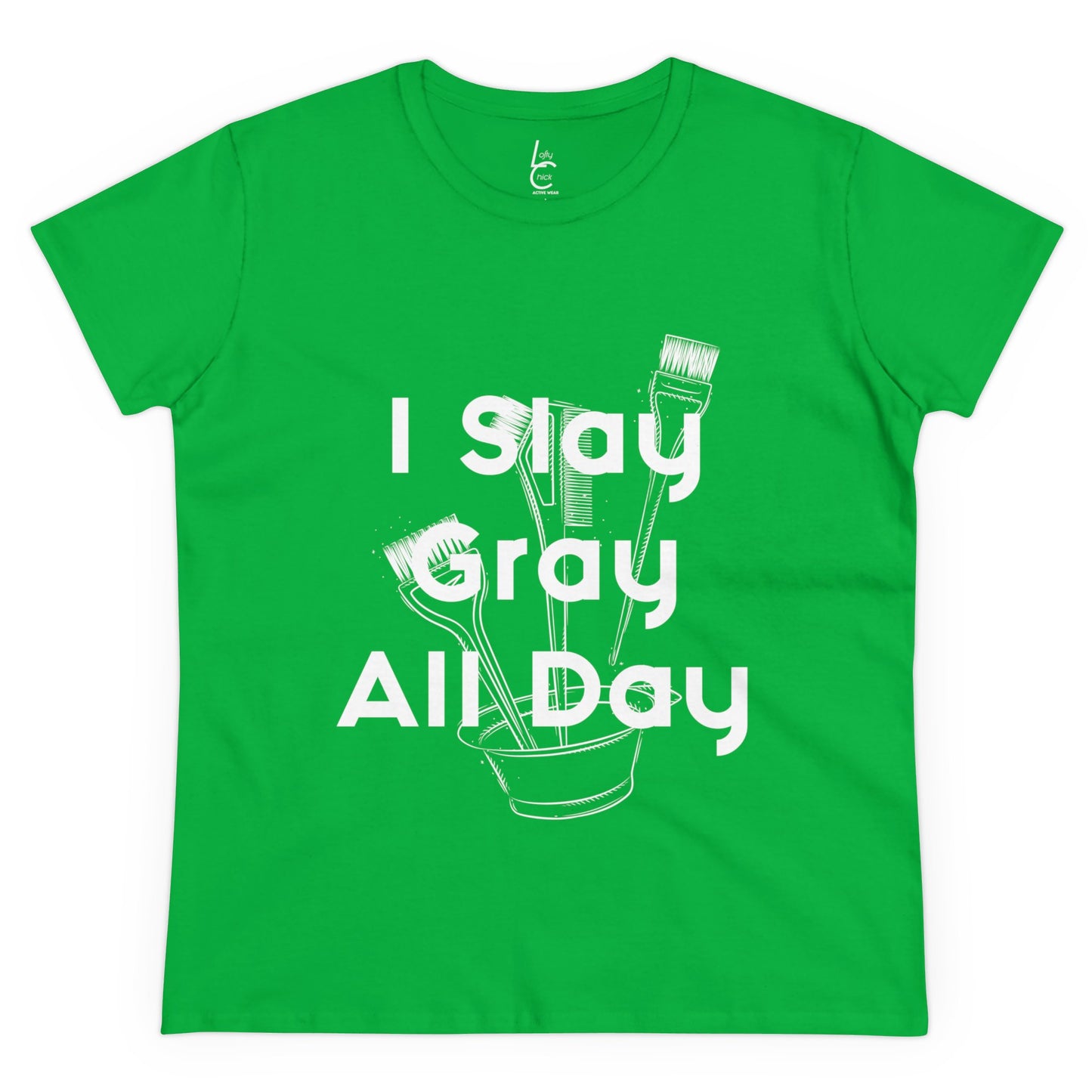Cotton Graphic Tee For Hairstylist I Slay Gray All Day Cotton Tee White Text Tee Shirt Cotton Tee Gift For Hairstyist Fashion Tee