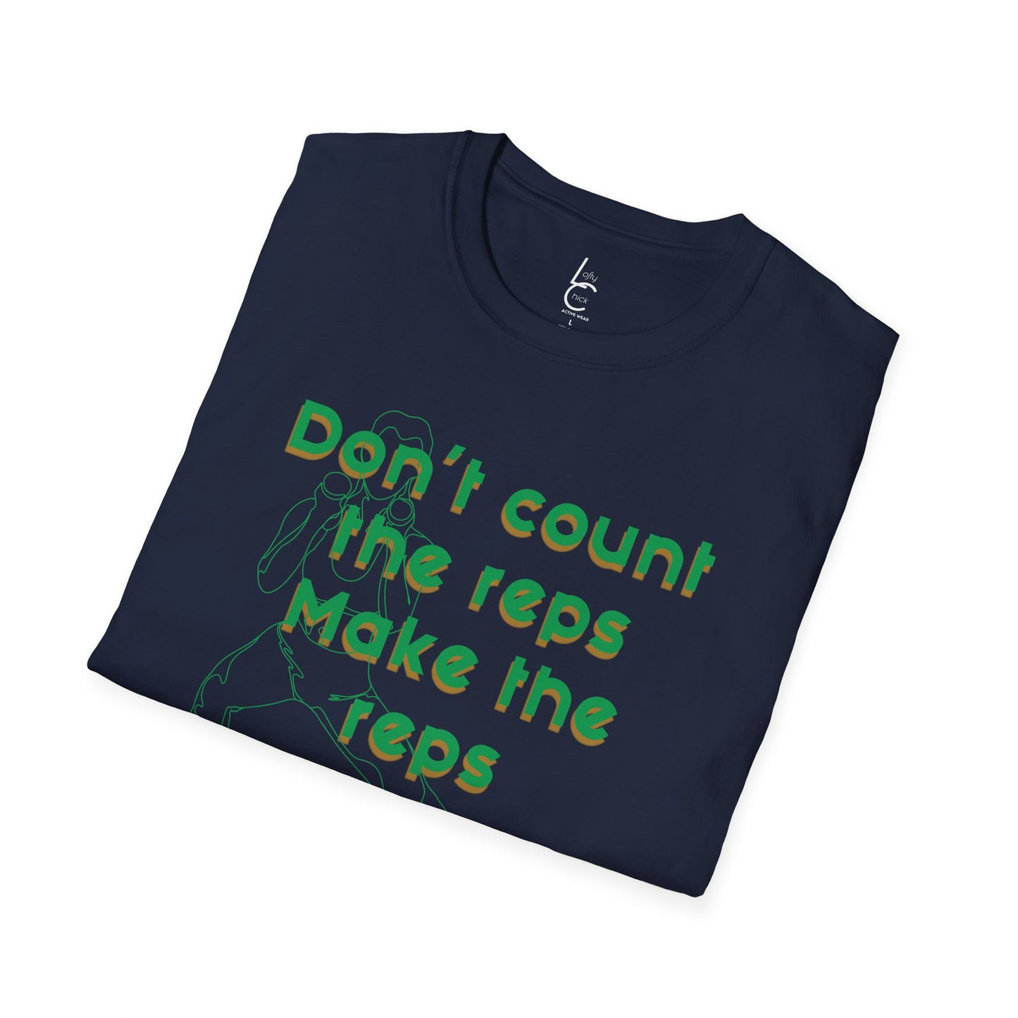 Graphic T-Shirt 'Don't count the reps Make the reps count' in Green