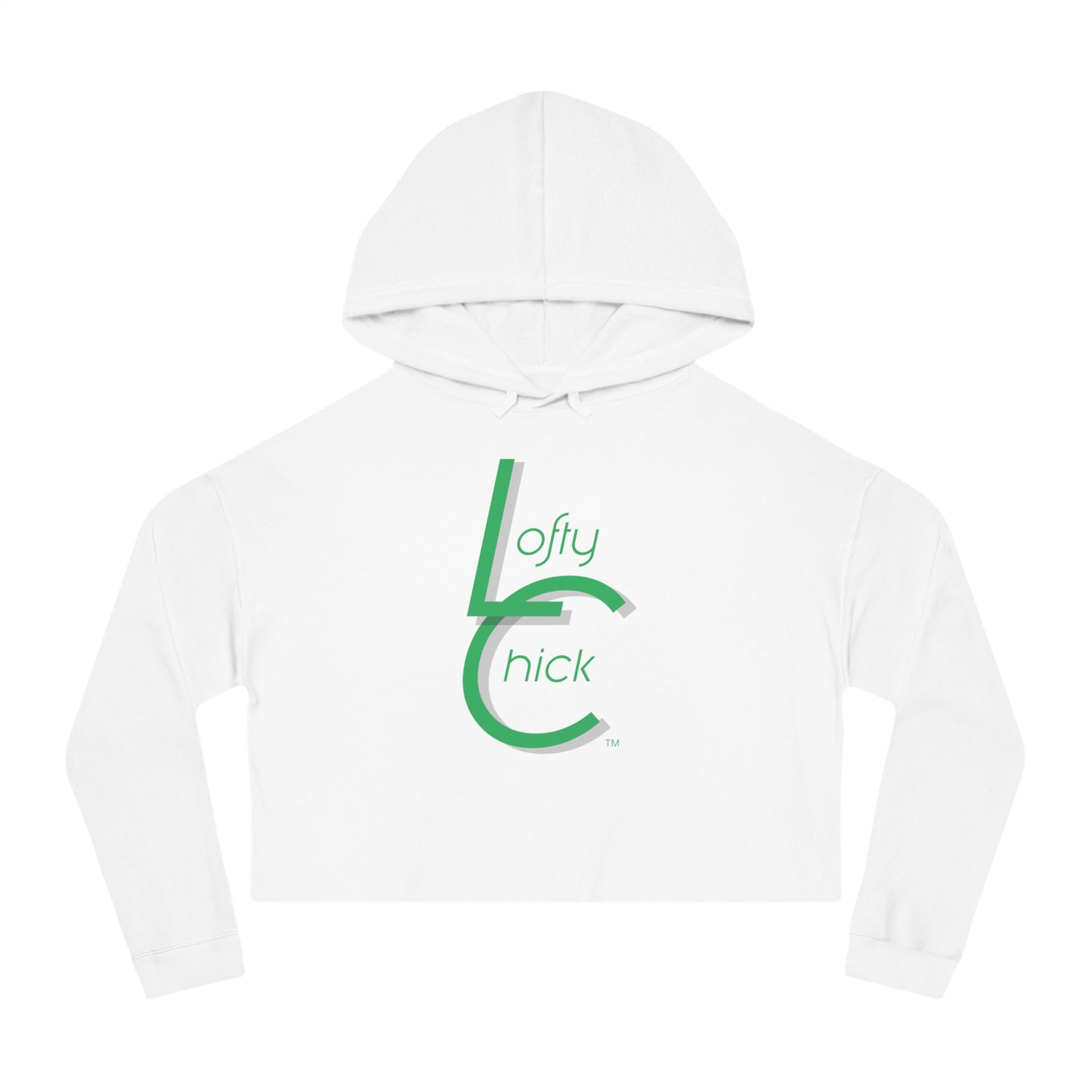 Cropped Hooded Sweatshirt With Lofty Chick Logo on Front Cropped Hoodie Active Wear Green