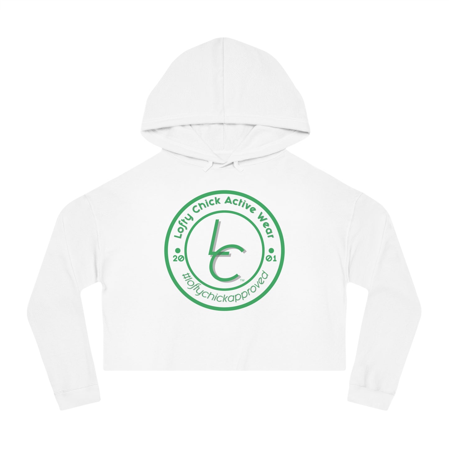 Cropped Hooded Sweatshirt Lofty Chick 2001 Emblem Green