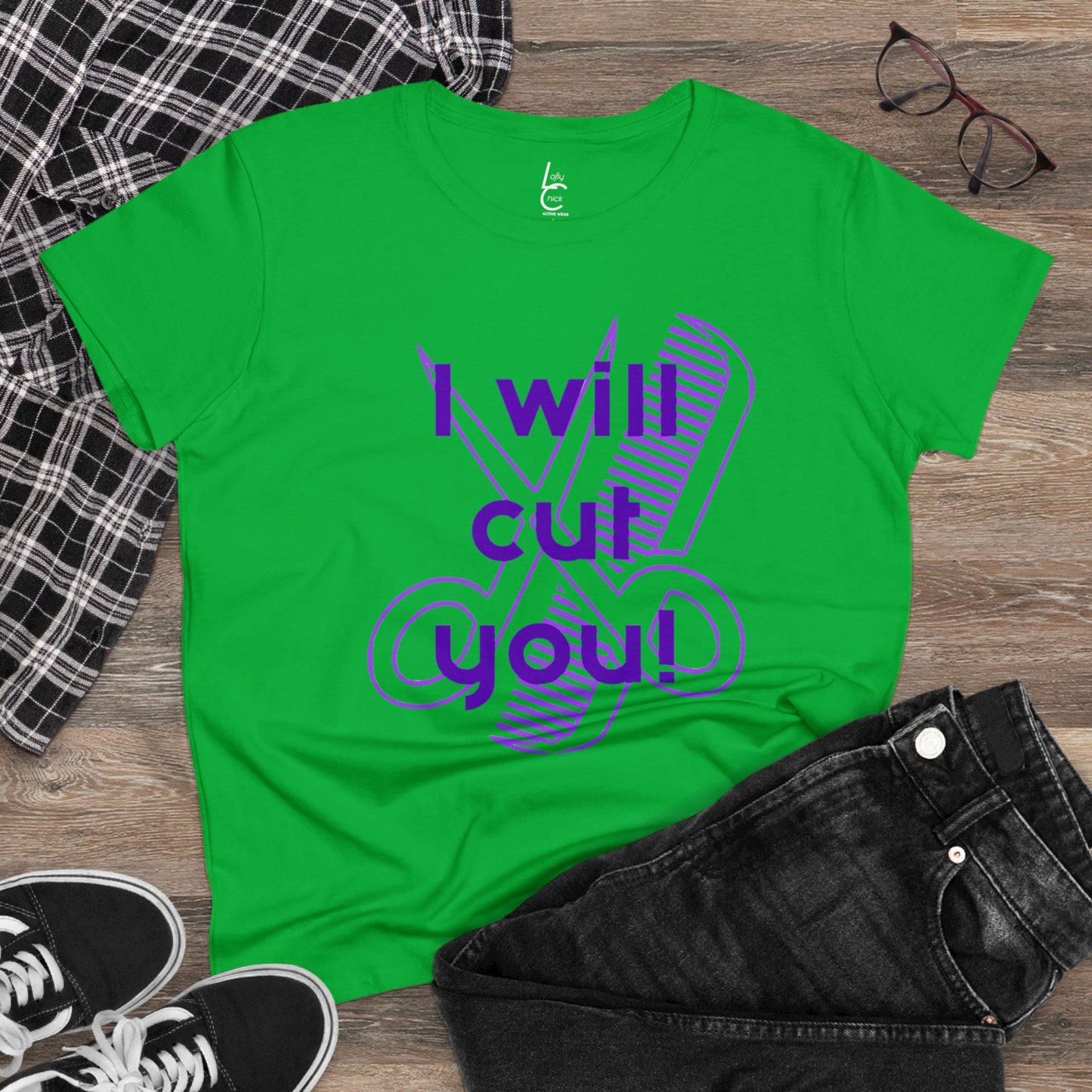 Comfy Cotton Graphic Tee For Hairstylist I Will Cut You Cotton Tee PurpleText Tee Shirt Cotton Tee Cotton T-shirt