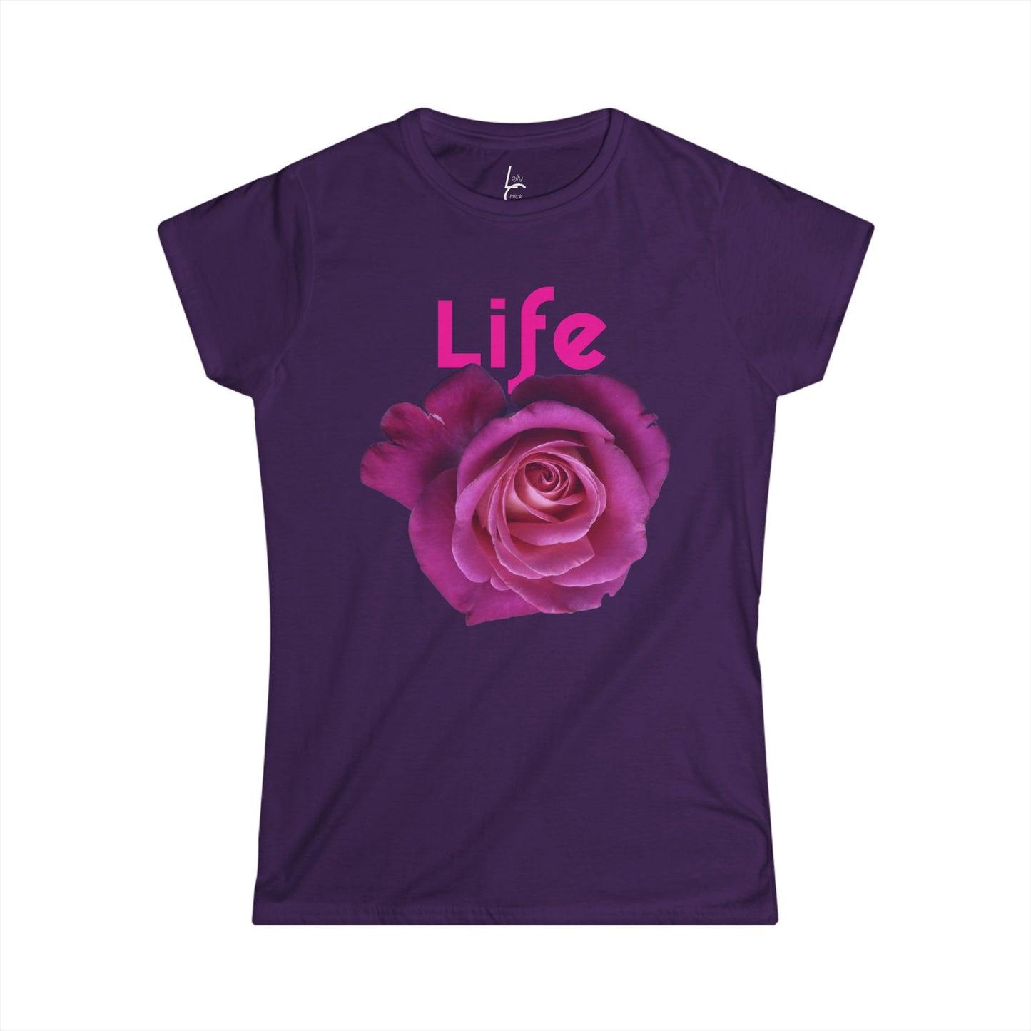 Comfort Fit Tee 'Life' Garden Design Pink Rose Cotton Tee Fitted T-shirt Soft Tee Woman's T-shirt
