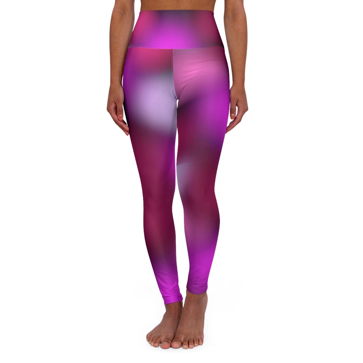 High Waisted Workout Leggings for Woman Pink/Purple Geo on Blk