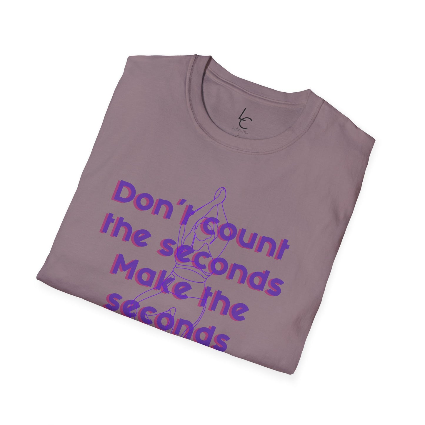 Graphic T-Shirt 'Don't count the seconds Make the seconds count' in Purple Yoga