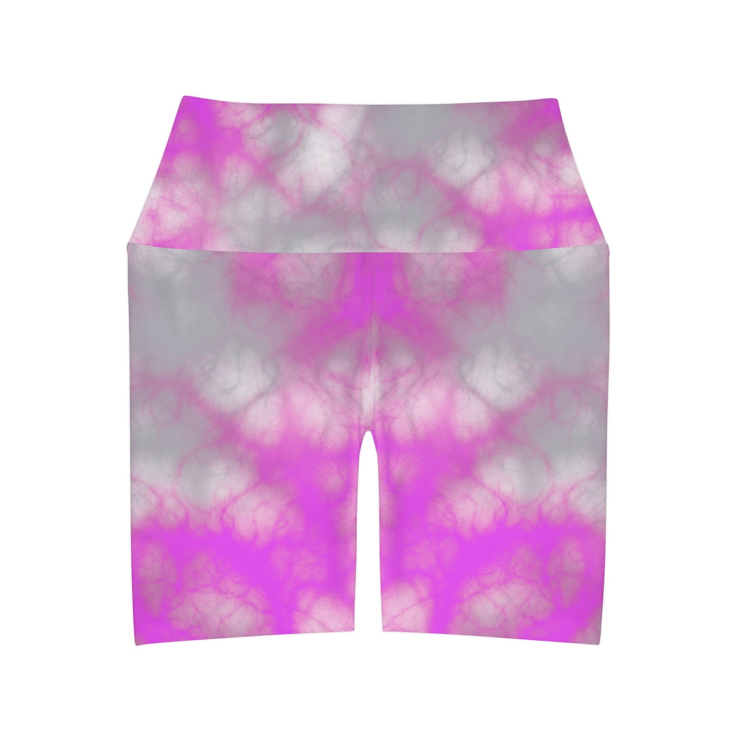 High Waisted Yoga Shorts with Pink and Gray Tie-dye Yoga Shorts for Woman