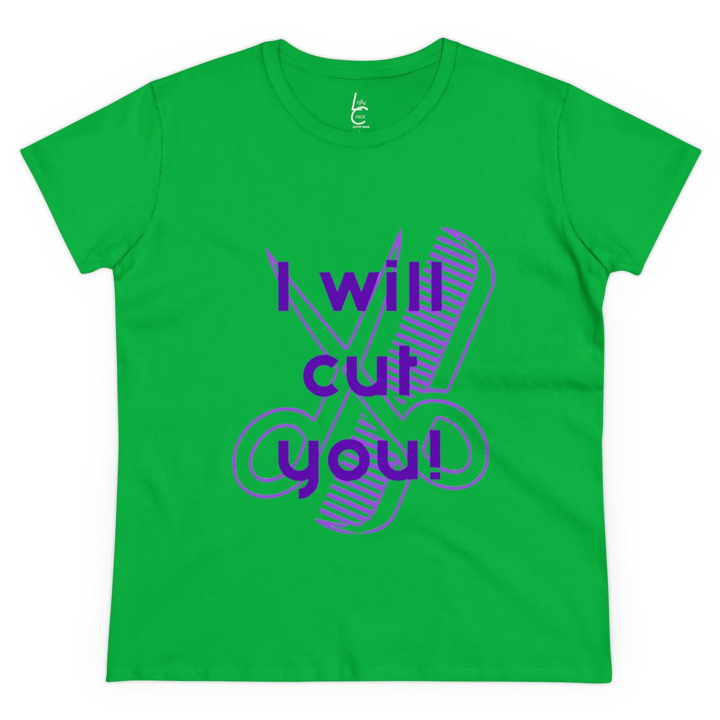 Comfy Cotton Graphic Tee for Hairstylist I Will Cut You Cotton Tee PurpleText Tee Shirt Cotton Tee T-shirt for Woman