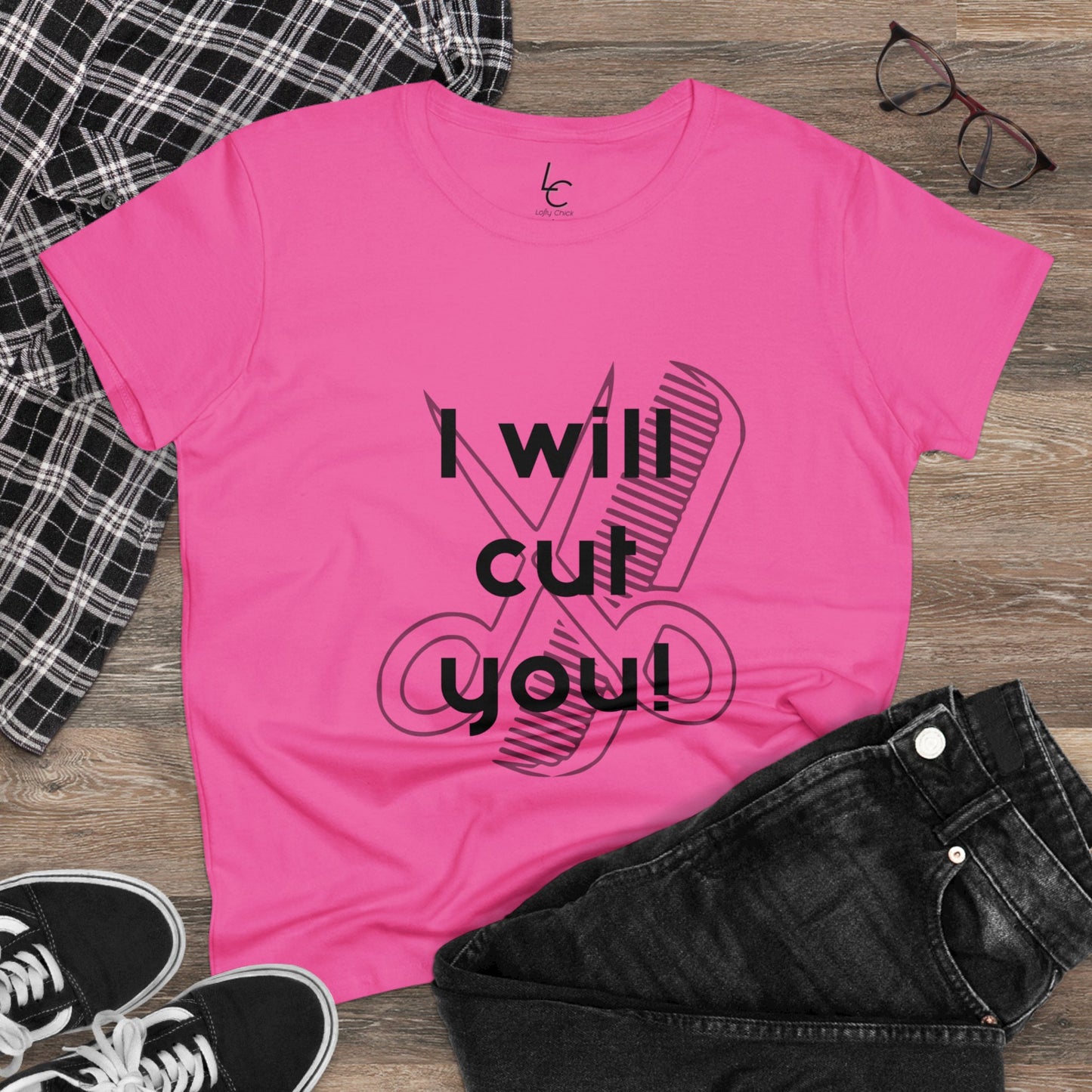 Comfy Cotton Graphic Tee for Hairstylist I Will Cut You Cotton Tee Black Text Tee Shirt Cotton Tee