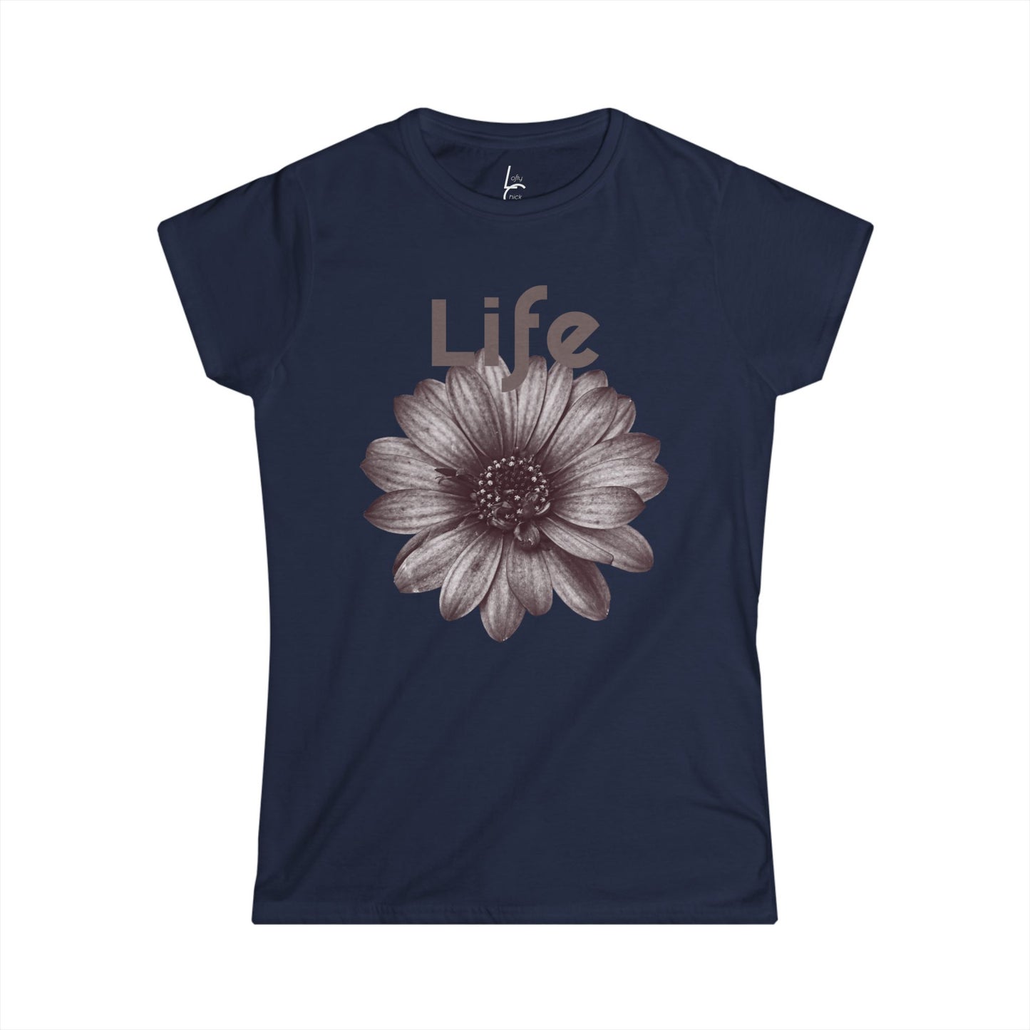 Comfort Fit Tee Garden Design Black and White Flower Cotton Tee Fitted T-shirt Soft Tee Woman's T-shirt