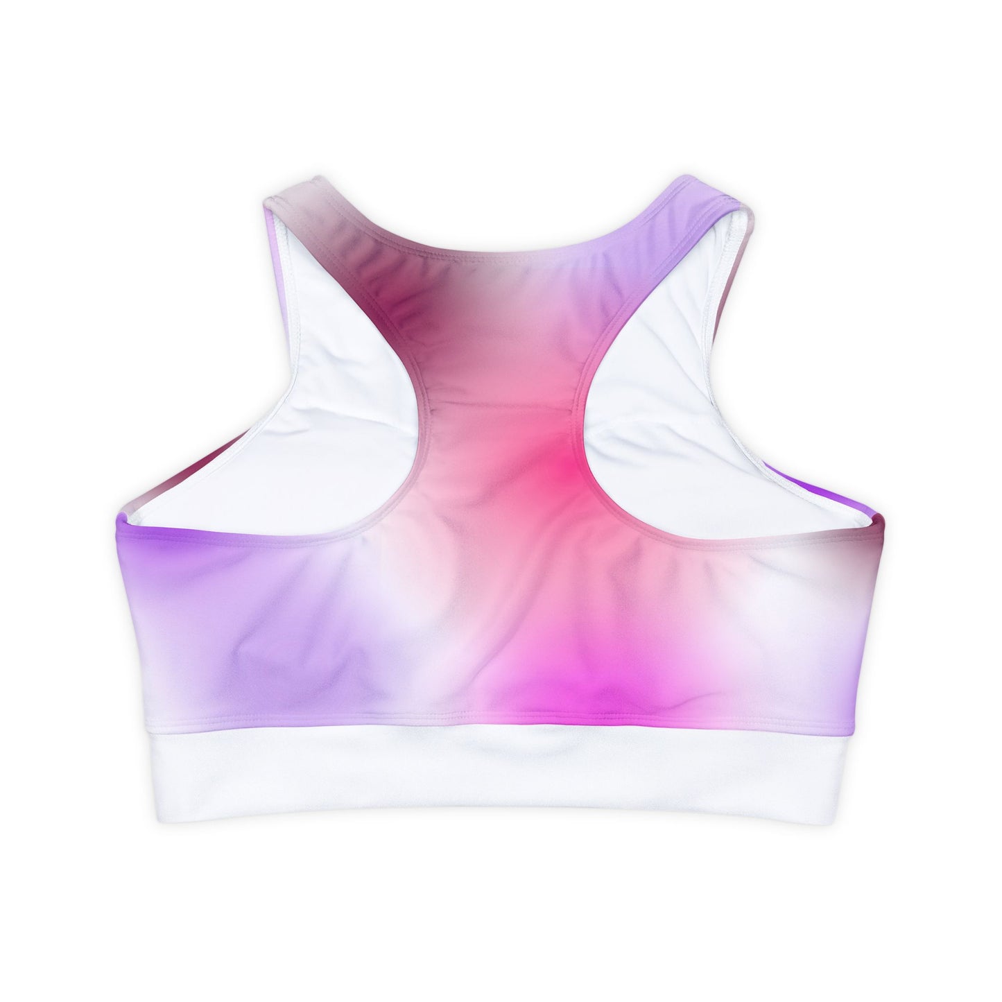 Sports Bra Fully Lined Padded Sports Bra Support Bra Purple Geo Pop/White