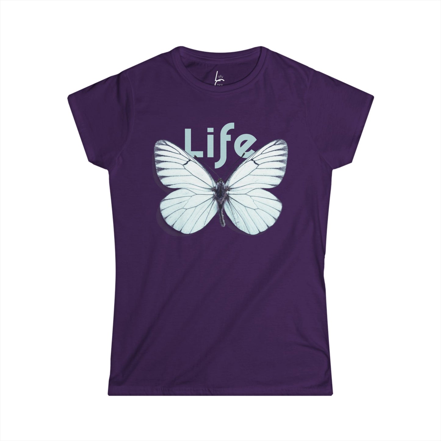 Comfort Fit Tee Garden Design White Butterfly Cotton Tee Fitted T-shirt Soft Tee Woman's T-shirt
