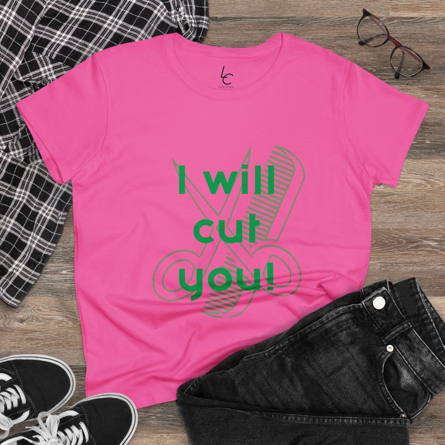 Comfy Cotton Graphic Tee I Will Cut You for Hairstylist Cotton Tee Green Text Hairstylist T-shirt Tee Shirt Cotton Tee Cotton T-shirt