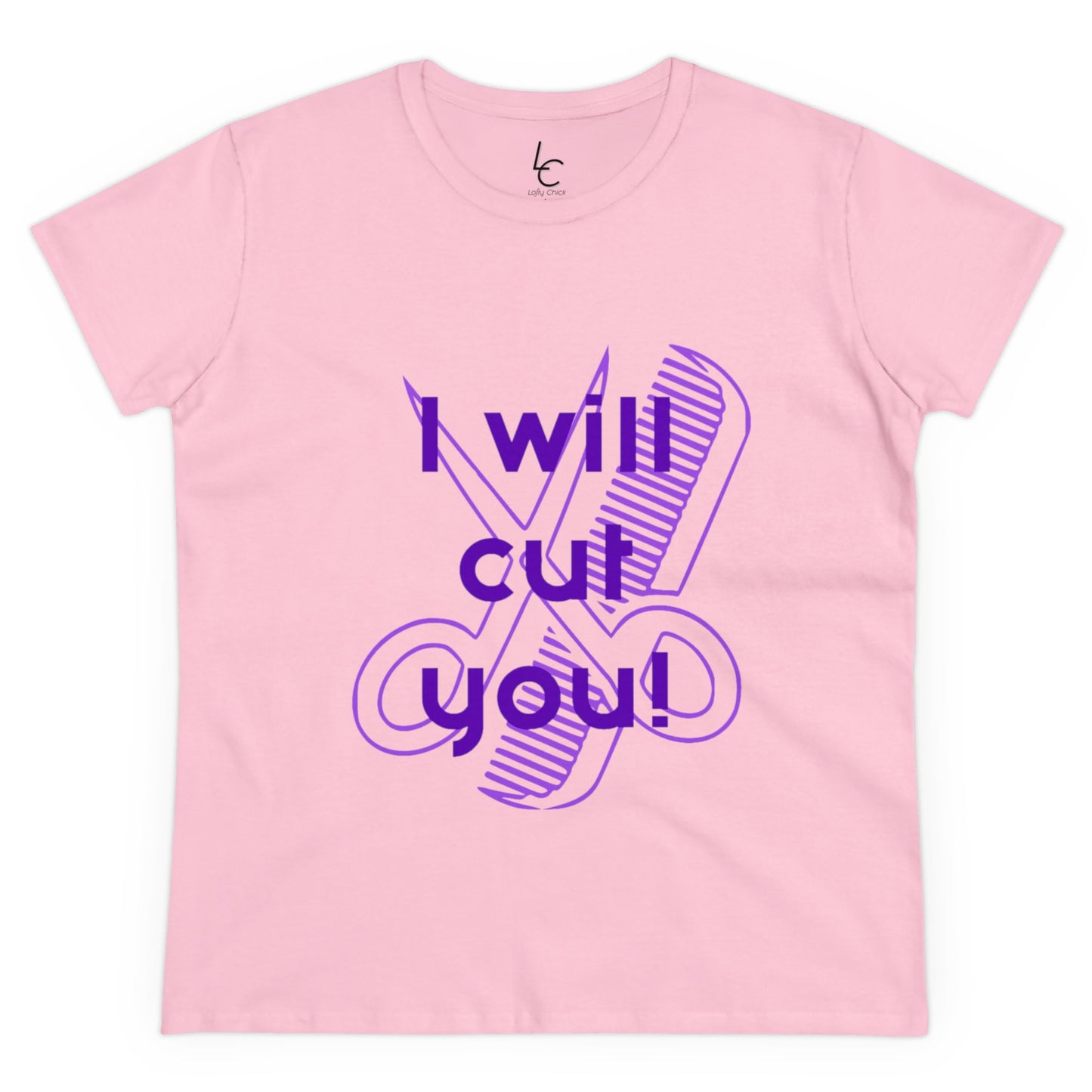 Comfy Cotton Graphic Tee for Hairstylist I Will Cut You Cotton Tee PurpleText Tee Shirt Cotton Tee T-shirt for Woman