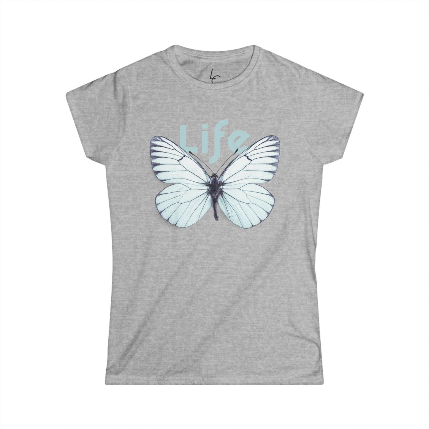 Comfort Fit Tee Garden Design White Butterfly Cotton Tee Fitted T-shirt Soft Tee Woman's T-shirt