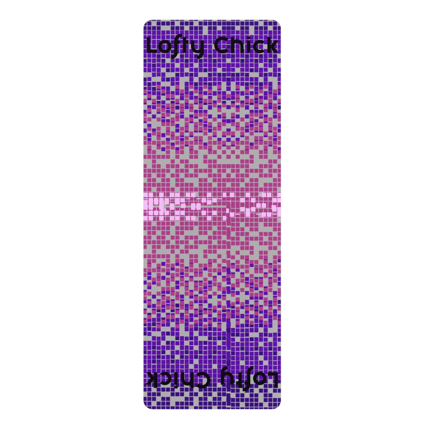 Rubber Yoga Mat Purple Pink Pixels Lofty Chick Non-Slip Exercise Pilates Gym Fitness, Eco-Friendly Extra Thick Workout Mat, Meditation Gift Idea
