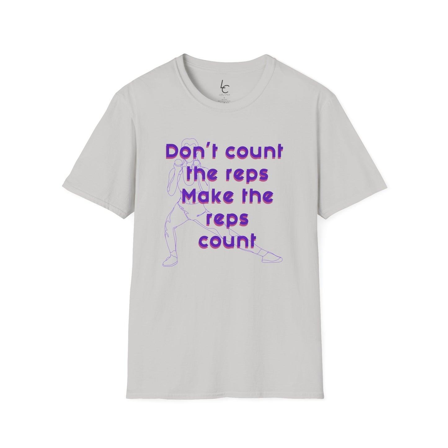 Graphic T-Shirt 'Don't count the reps Make the reps count' in Purple