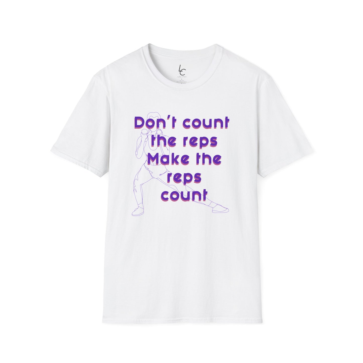 Graphic T-Shirt 'Don't count the reps Make the reps count' in Purple