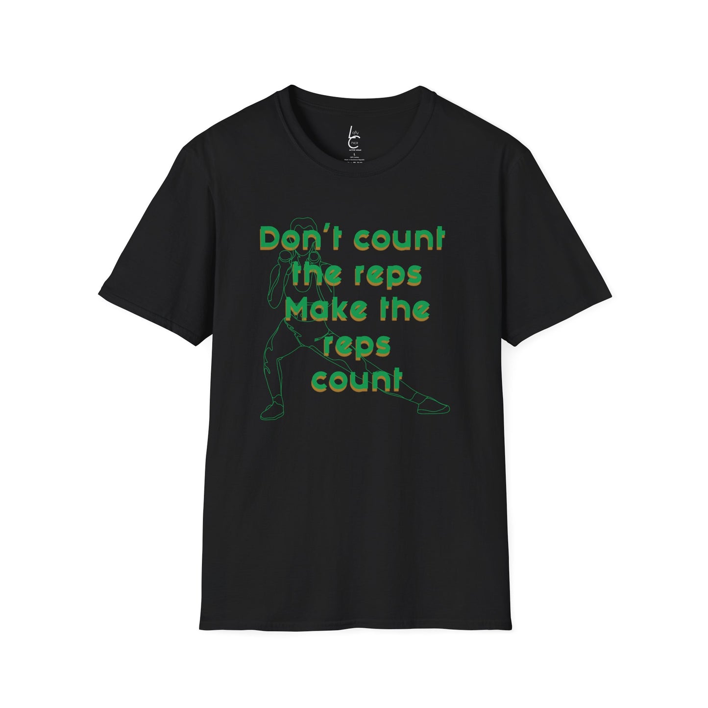 Graphic T-Shirt 'Don't count the reps Make the reps count' in Green