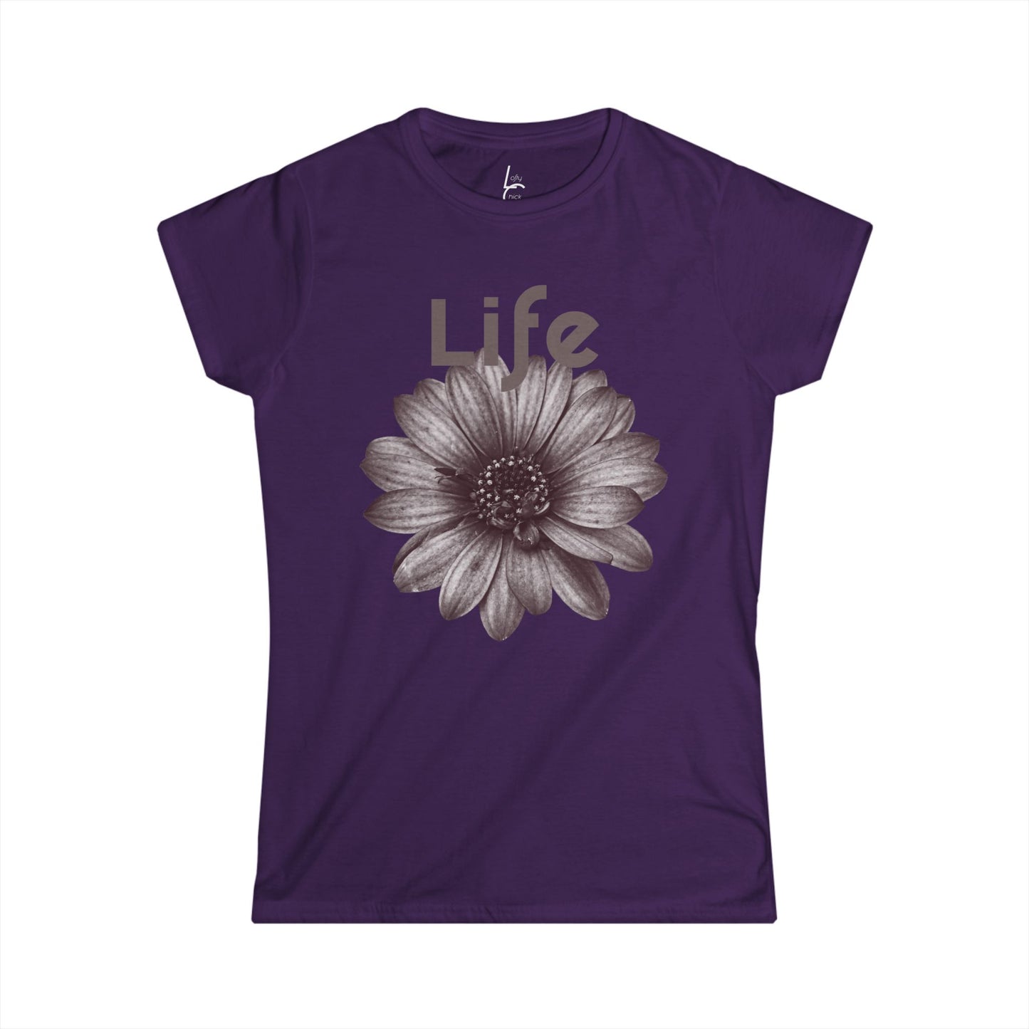 Comfort Fit Tee Garden Design Black and White Flower Cotton Tee Fitted T-shirt Soft Tee Woman's T-shirt