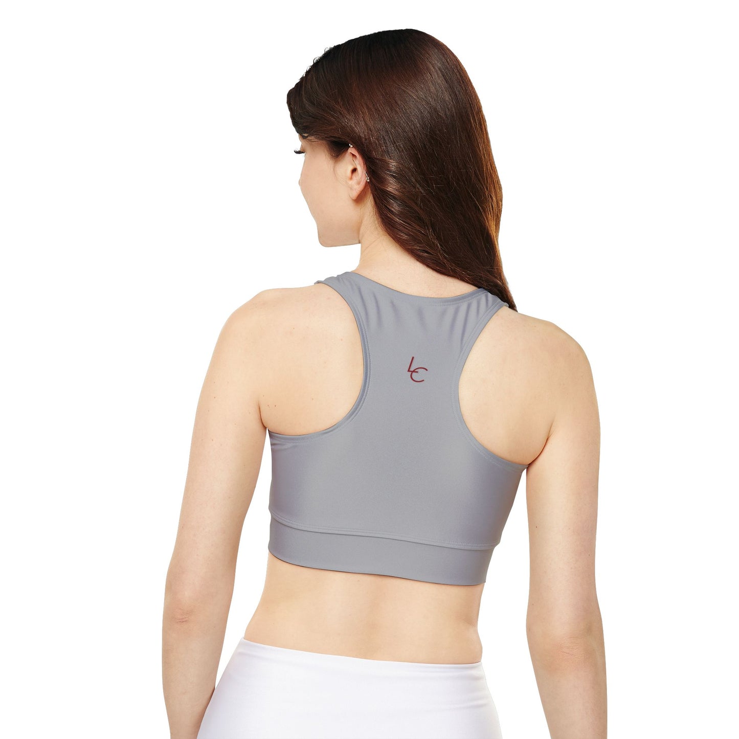 Sports Bra Fully Lined Padded Sports Bra Support Bra Red Flower/Gray