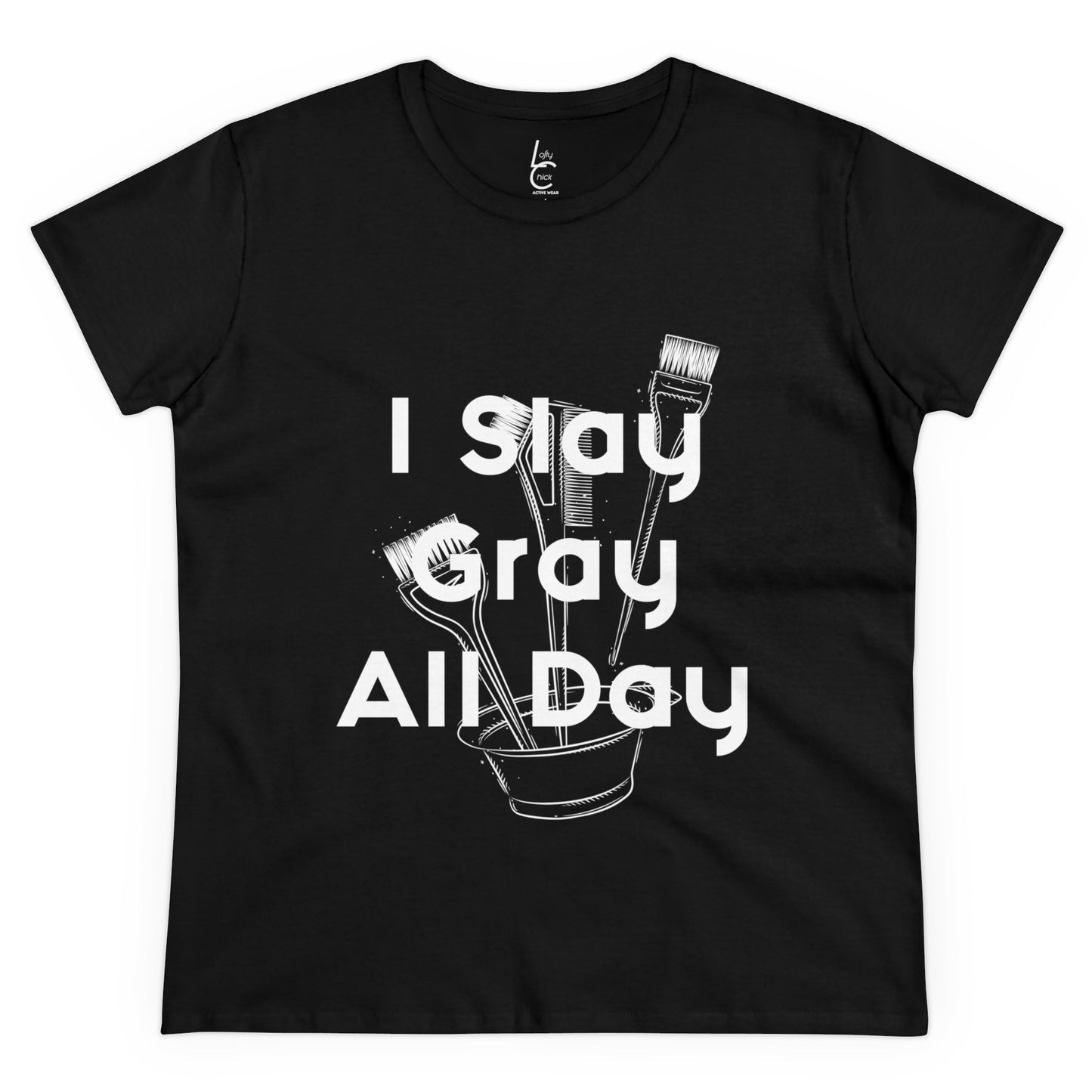 Cotton Graphic Tee For Hairstylist I Slay Gray All Day Cotton Tee White Text Tee Shirt Cotton Tee Gift For Hairstyist Fashion Tee