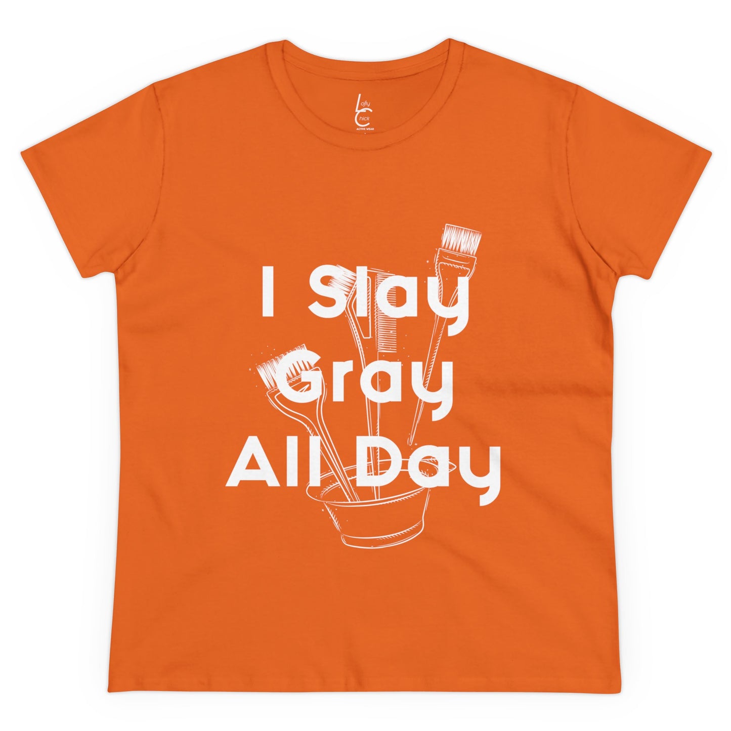 Cotton Graphic Tee For Hairstylist I Slay Gray All Day Cotton Tee White Text Tee Shirt Cotton Tee Gift For Hairstyist Fashion Tee