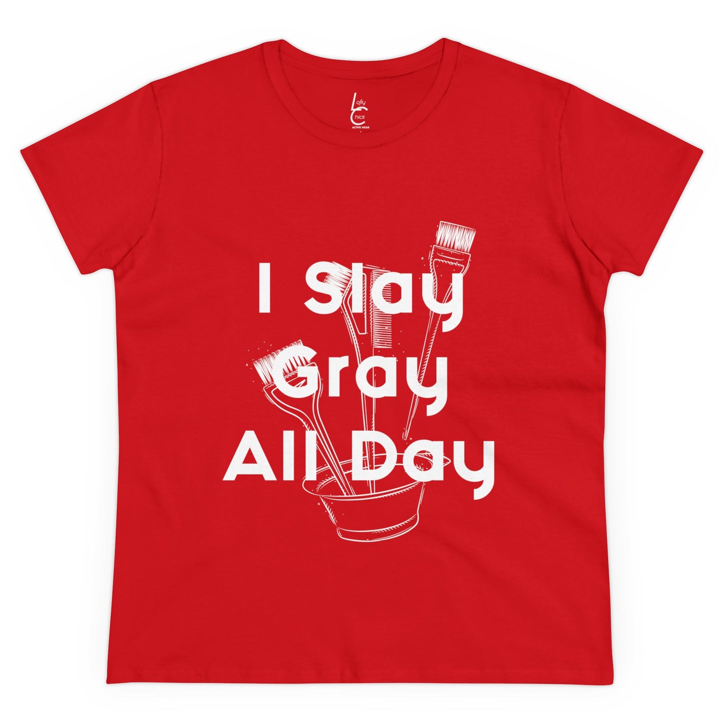 Cotton Graphic Tee For Hairstylist I Slay Gray All Day Cotton Tee White Text Tee Shirt Cotton Tee Gift For Hairstyist Fashion Tee