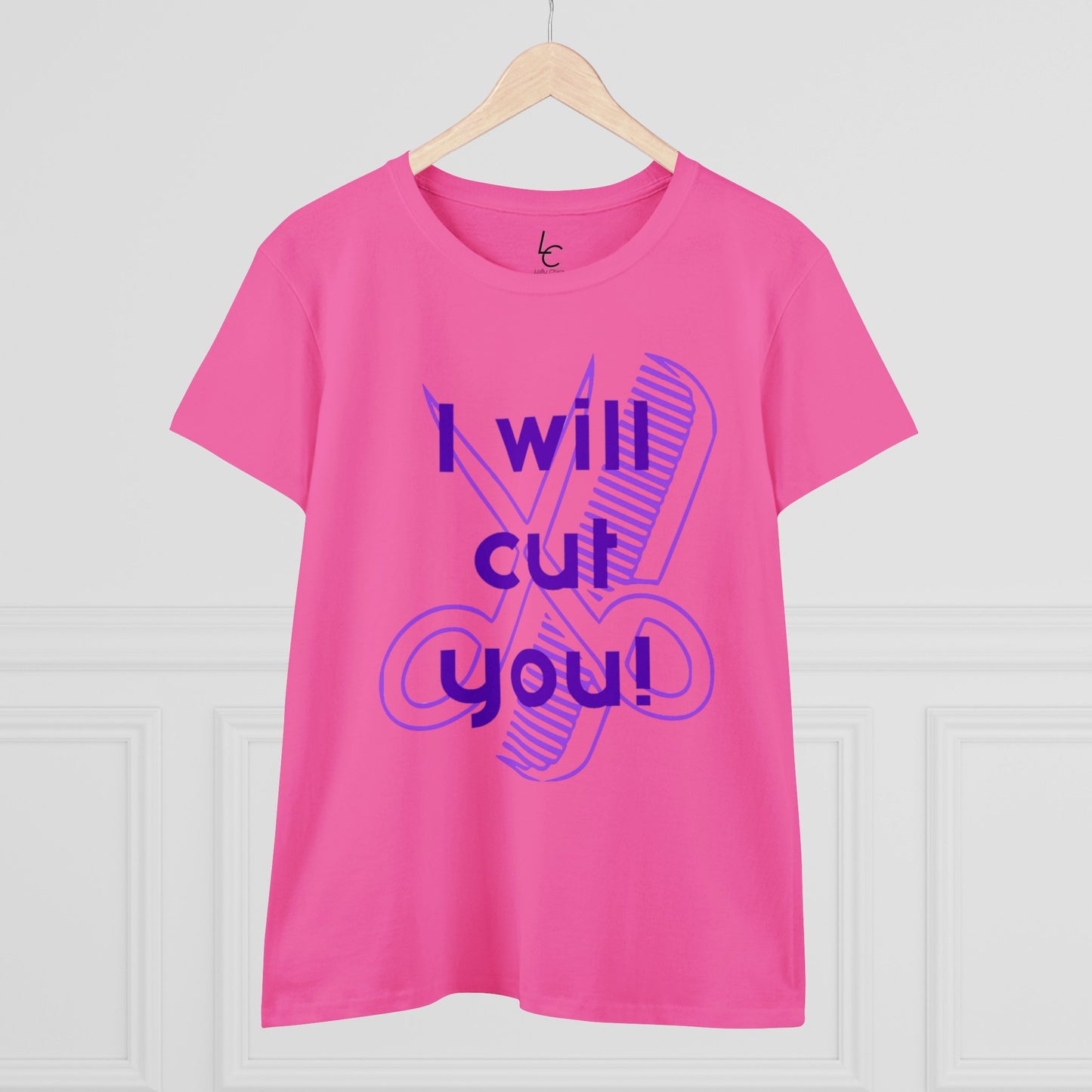 Comfy Cotton Graphic Tee For Hairstylist I Will Cut You Cotton Tee PurpleText Tee Shirt Cotton Tee Cotton T-shirt