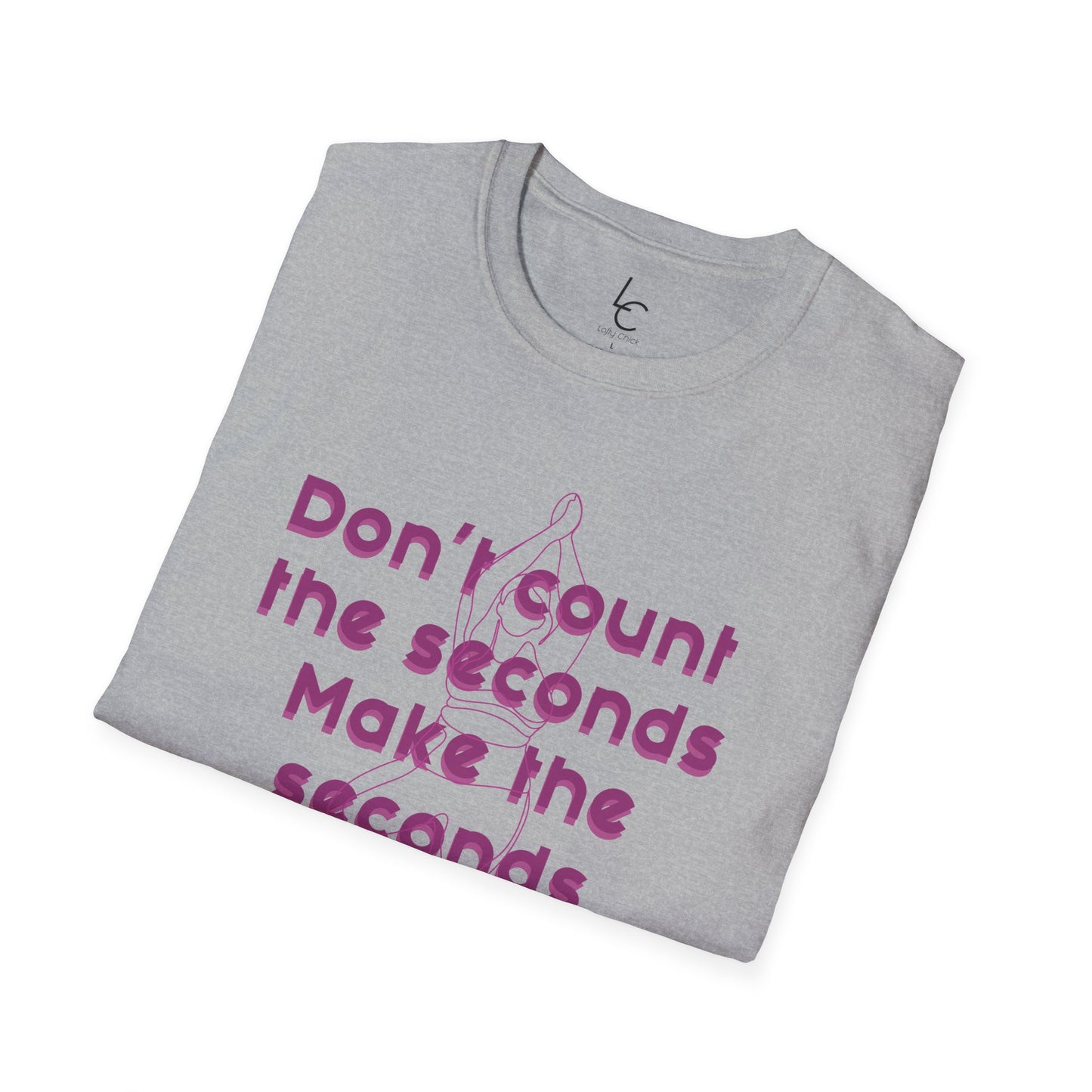Graphic T-Shirt 'Don't count the seconds Make the seconds count' in Pink Yoga