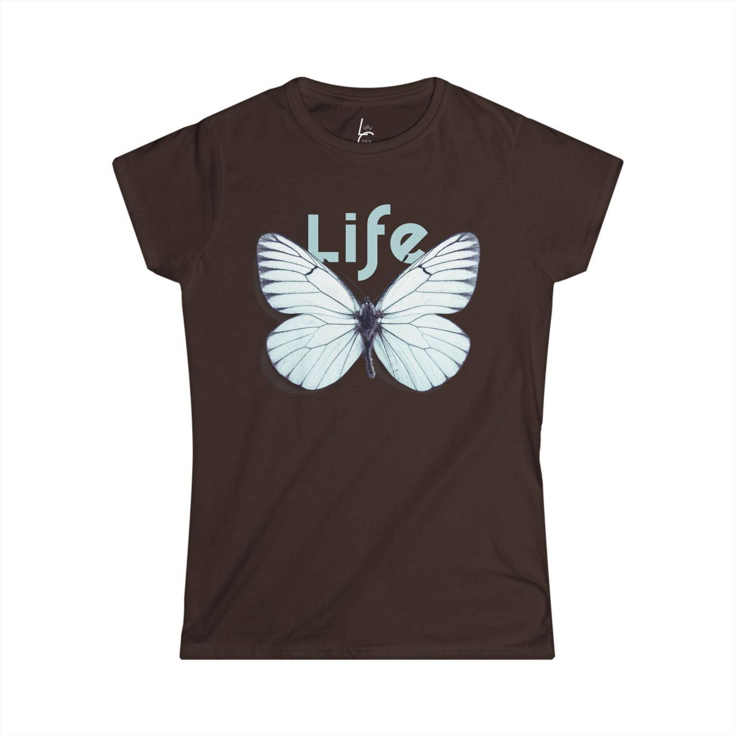 Comfort Fit Tee Garden Design White Butterfly Cotton Tee Fitted T-shirt Soft Tee Woman's T-shirt