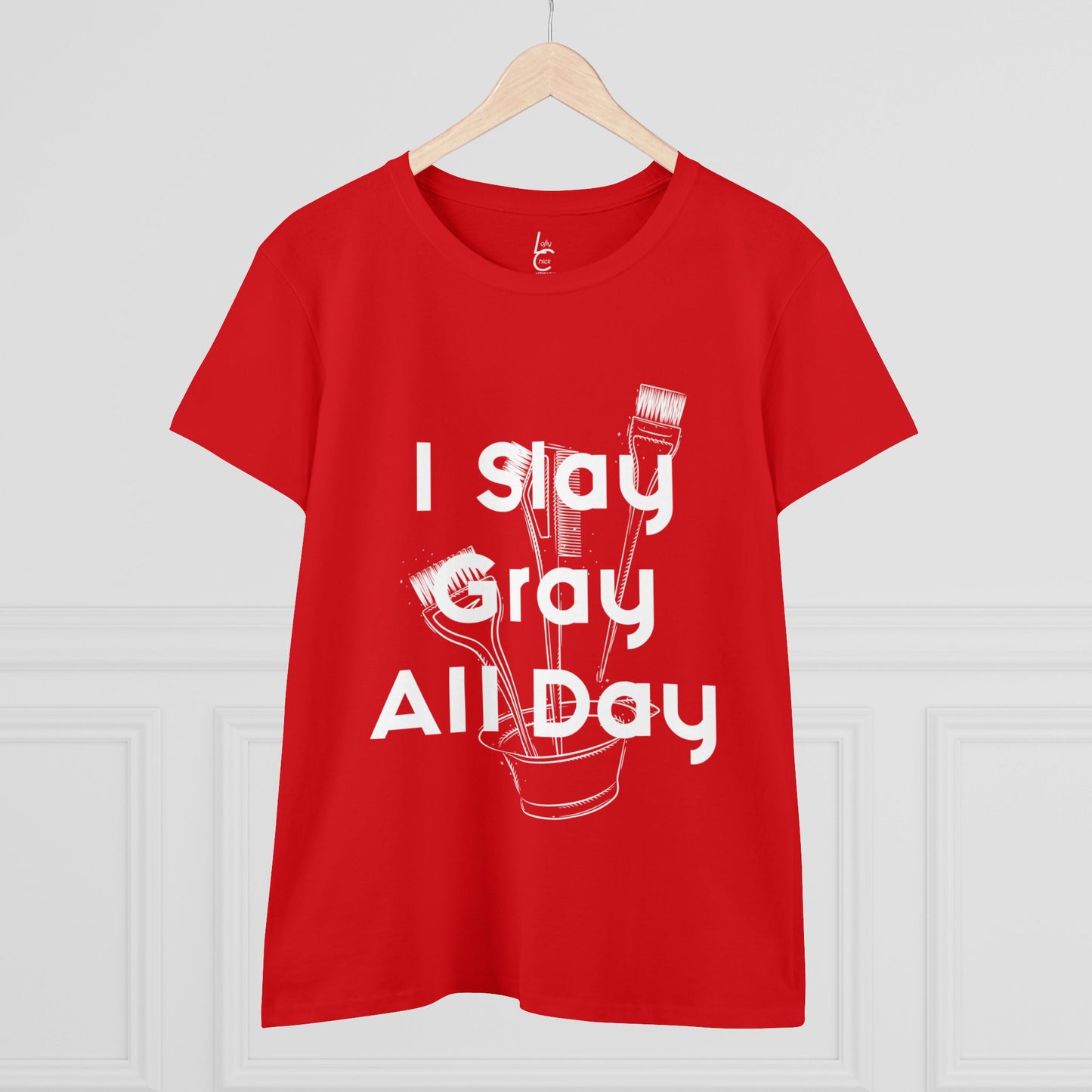 Cotton Graphic Tee For Hairstylist I Slay Gray All Day Cotton Tee White Text Tee Shirt Cotton Tee Gift For Hairstyist Fashion Tee