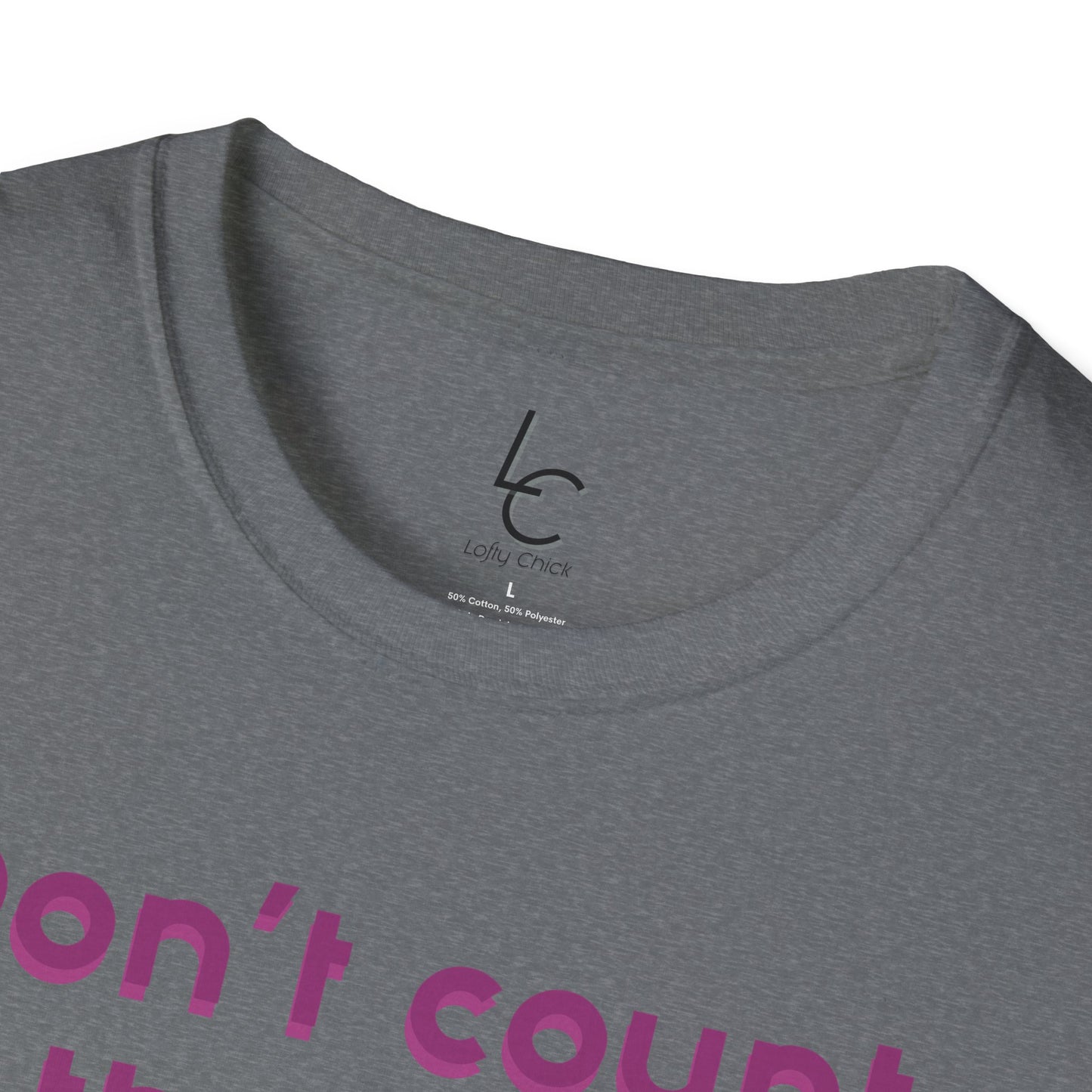 Graphic T-Shirt 'Don't count the reps Make the reps count' in Pink Weights