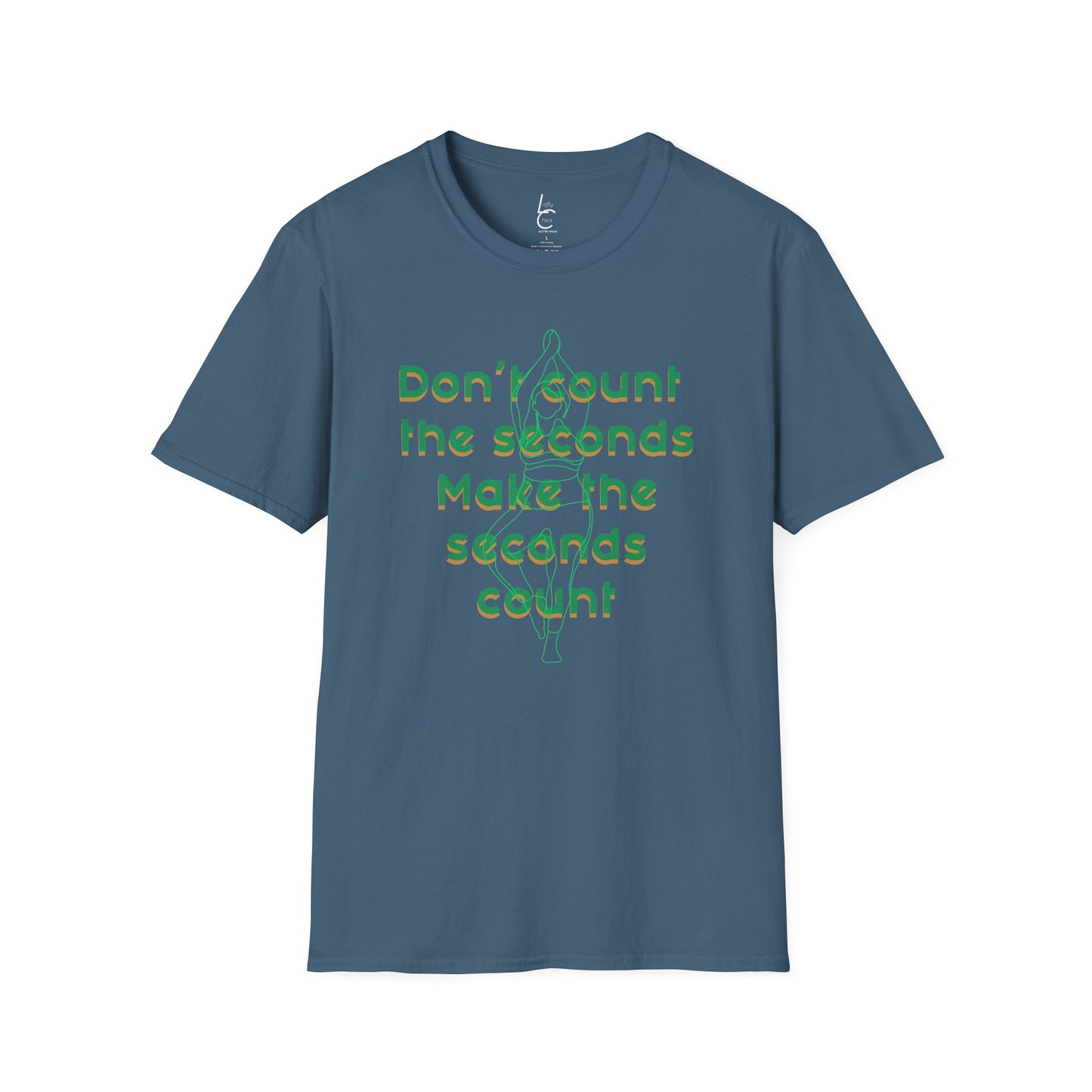 Graphic T-Shirt 'Don't count the seconds Make the seconds count' in Green Yoga