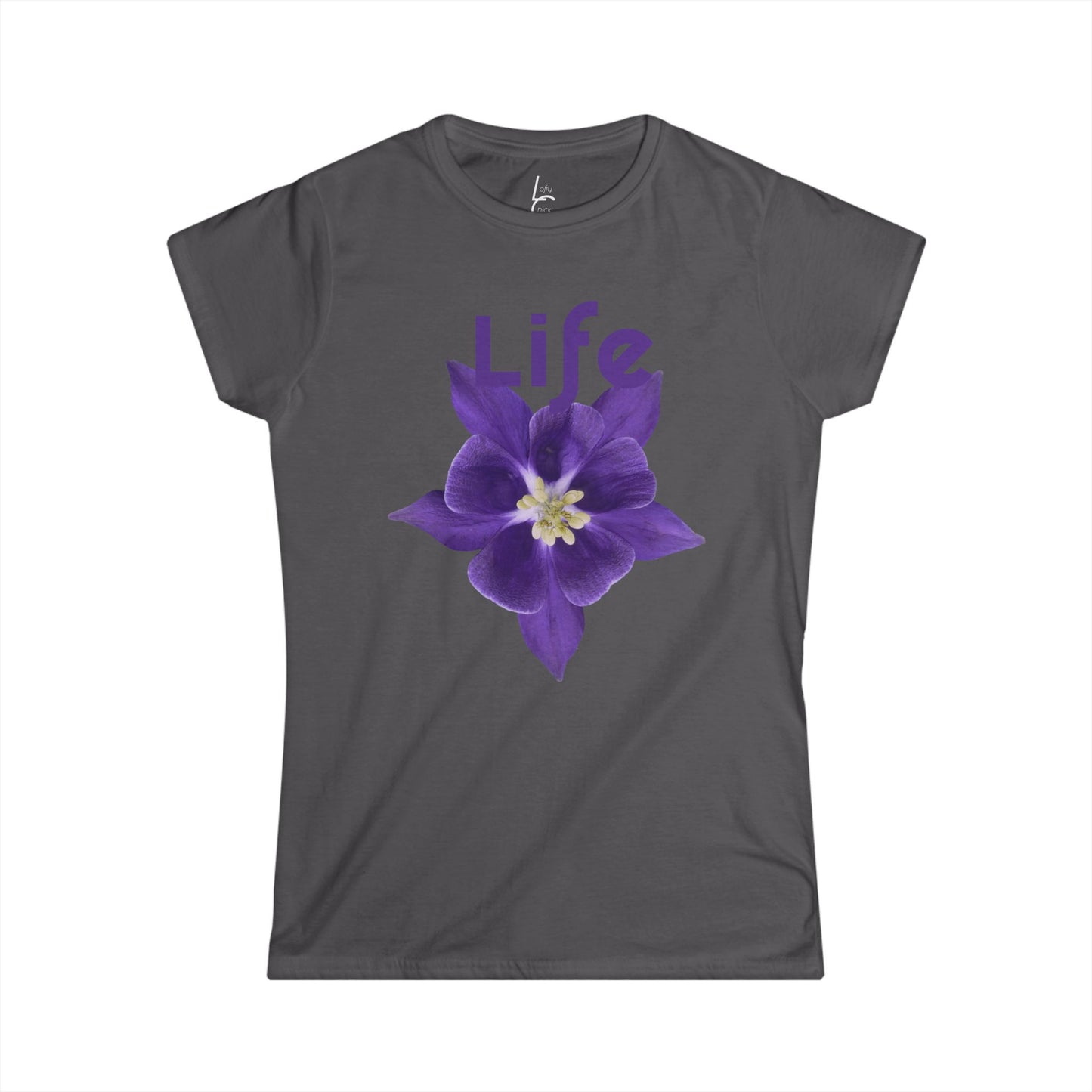 Comfort Fit Tee Garden Design Purple Flower Cotton T-shirt Florial Graphic Tee